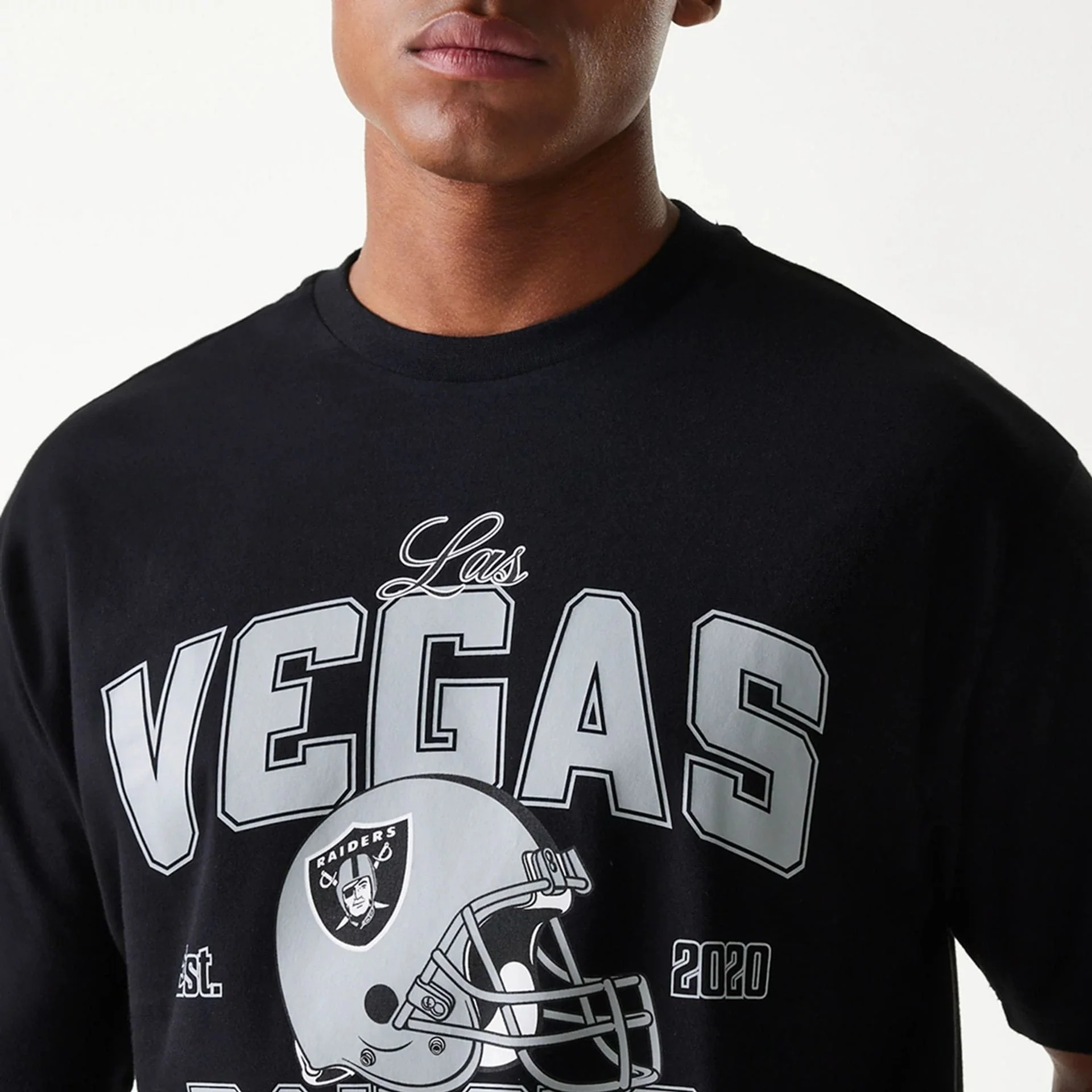 Las Vegas Raiders NFL Helmet Black Oversized T-Shirt - Image 4