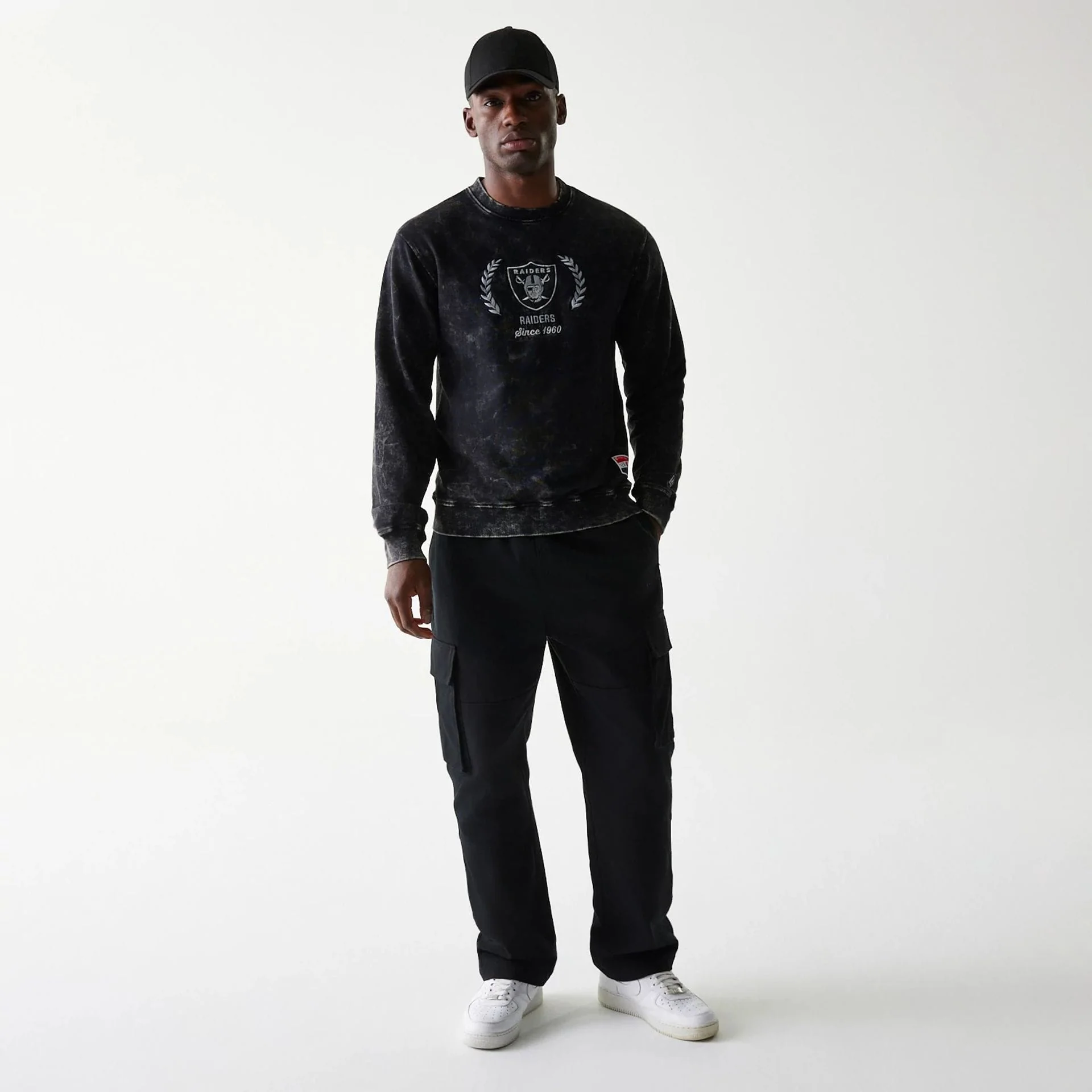 Las Vegas Raiders NFL Throwback Black Crew Neck Sweater - Image 6