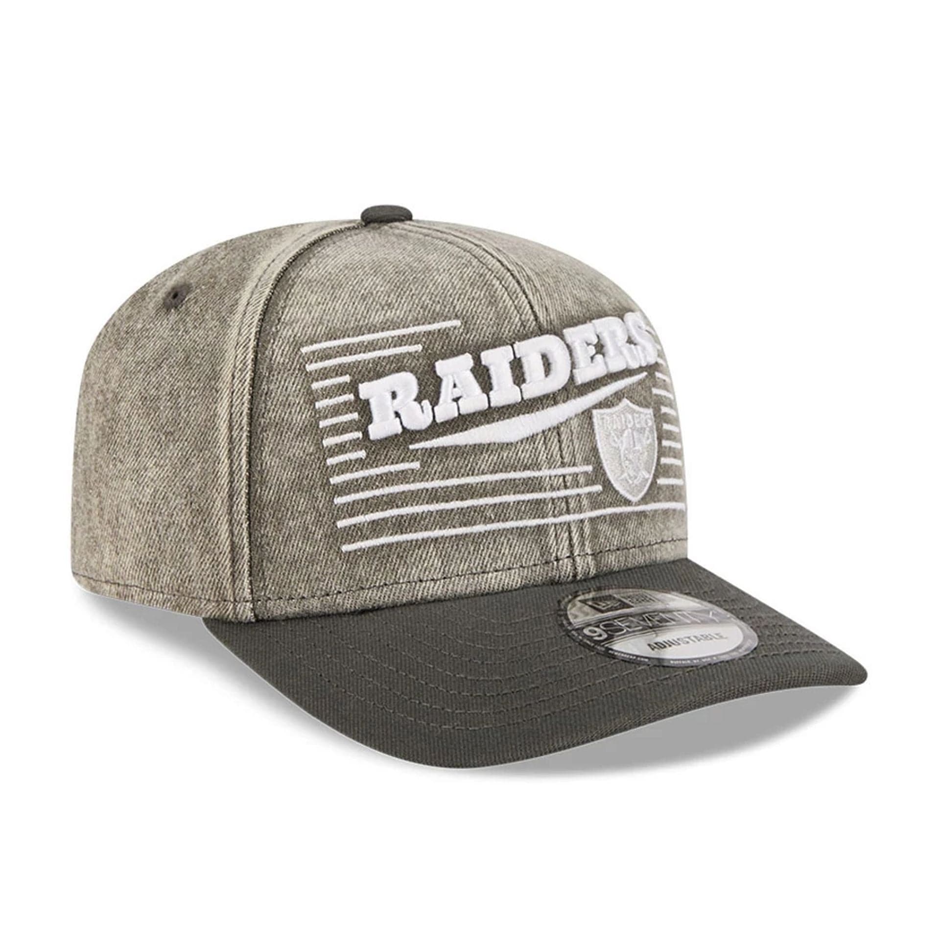 Las Vegas Raiders NFL Washed Denim Dark Grey 9SEVENTY Stretch Snap Cap - Image 3