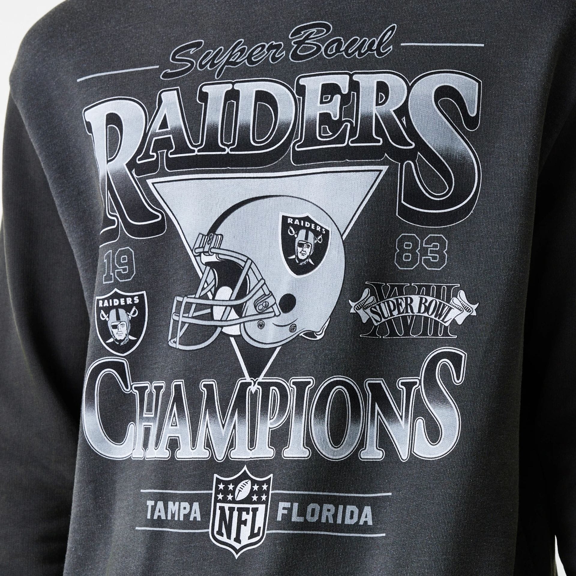 Las Vegas Raiders NFL Washed Super Bowl Grey Oversized Crew Neck Sweater - Image 6