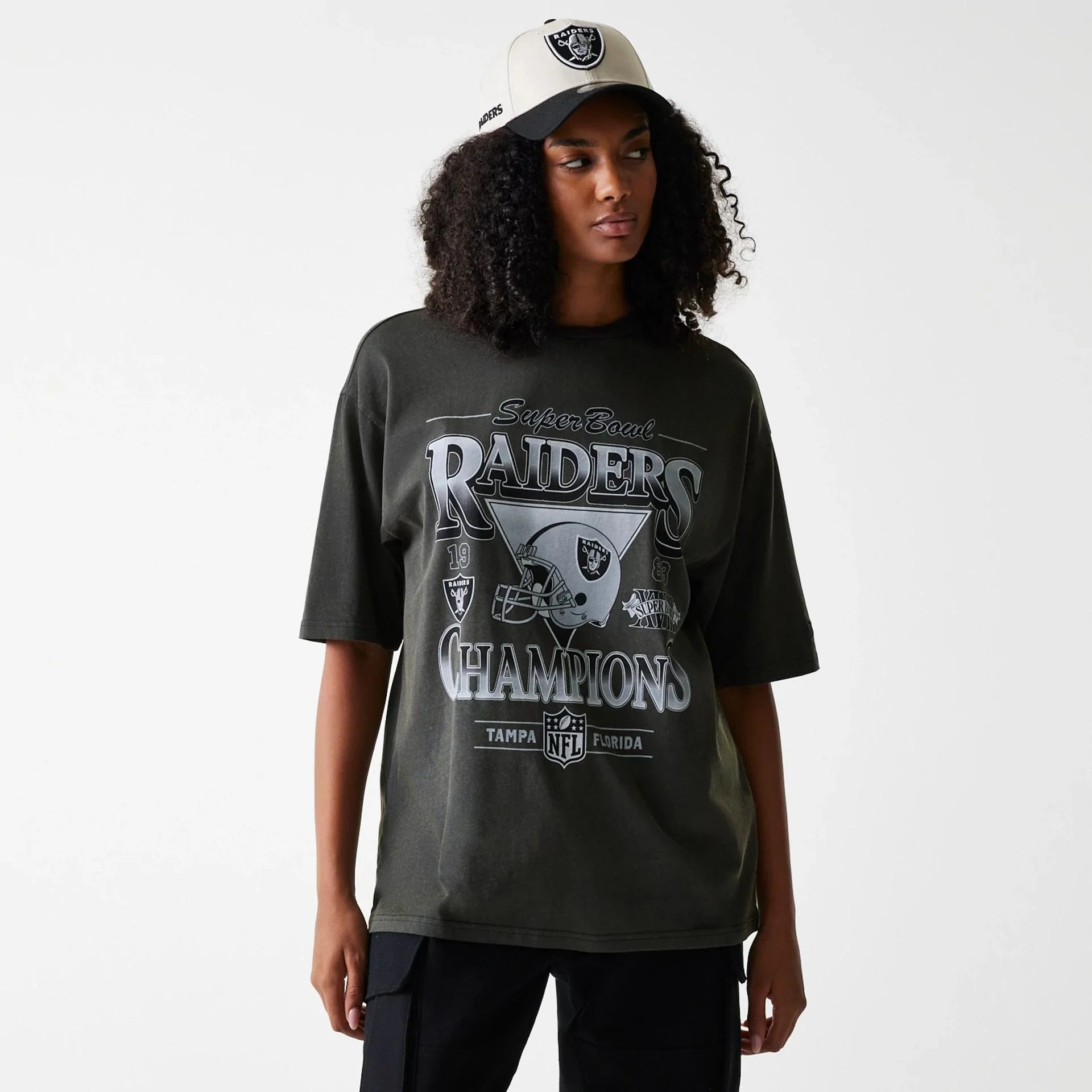 Las Vegas Raiders NFL Washed Super Bowl Grey Oversized T-Shirt - Image 4