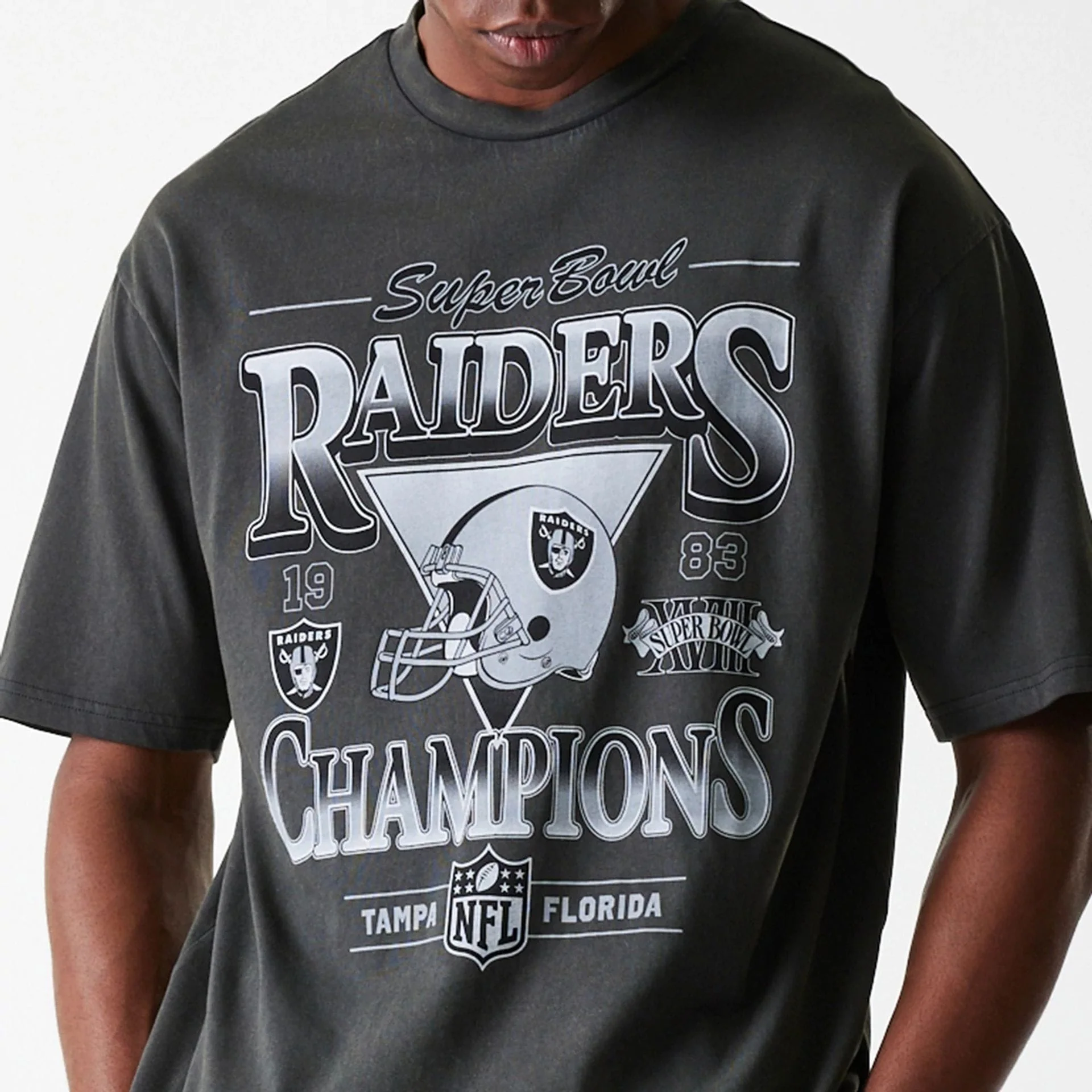 Las Vegas Raiders NFL Washed Super Bowl Grey Oversized T-Shirt - Image 5