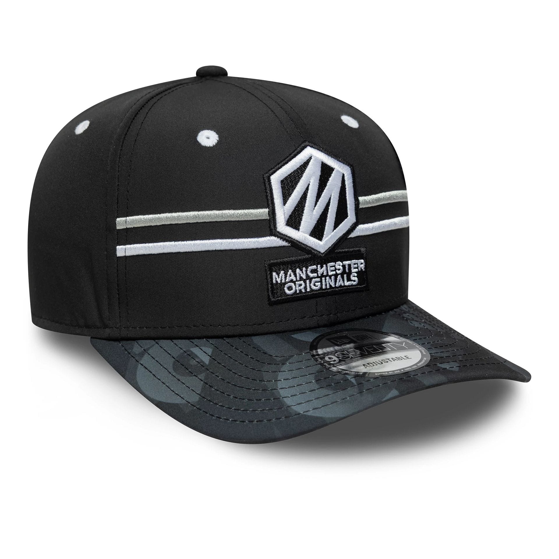 Manchester Originals The Hundred 2025 All Over Print Black 9SEVENTY Stretch Snap Adjustable Cap - Image 3