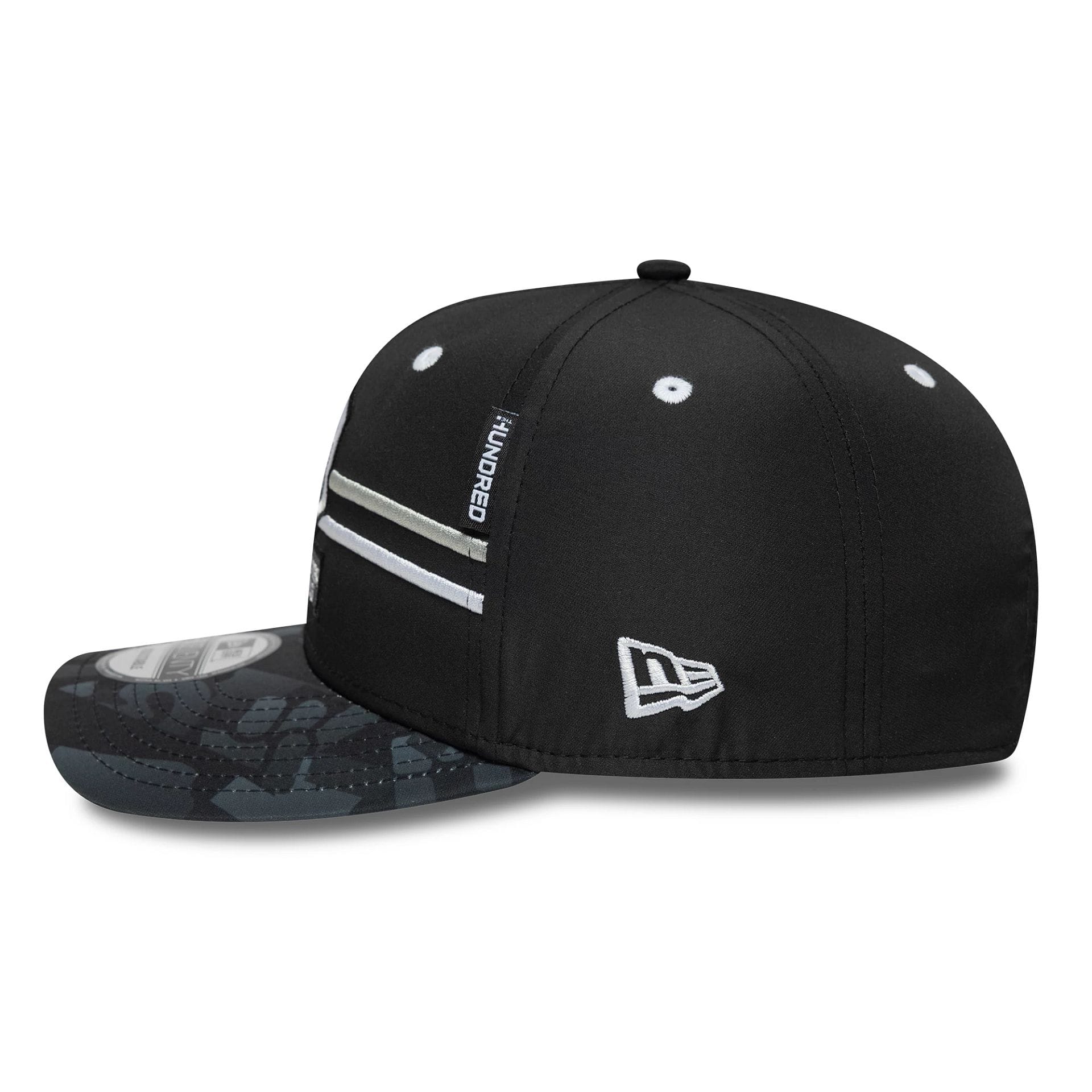 Manchester Originals The Hundred 2025 All Over Print Black 9SEVENTY Stretch Snap Adjustable Cap - Image 4