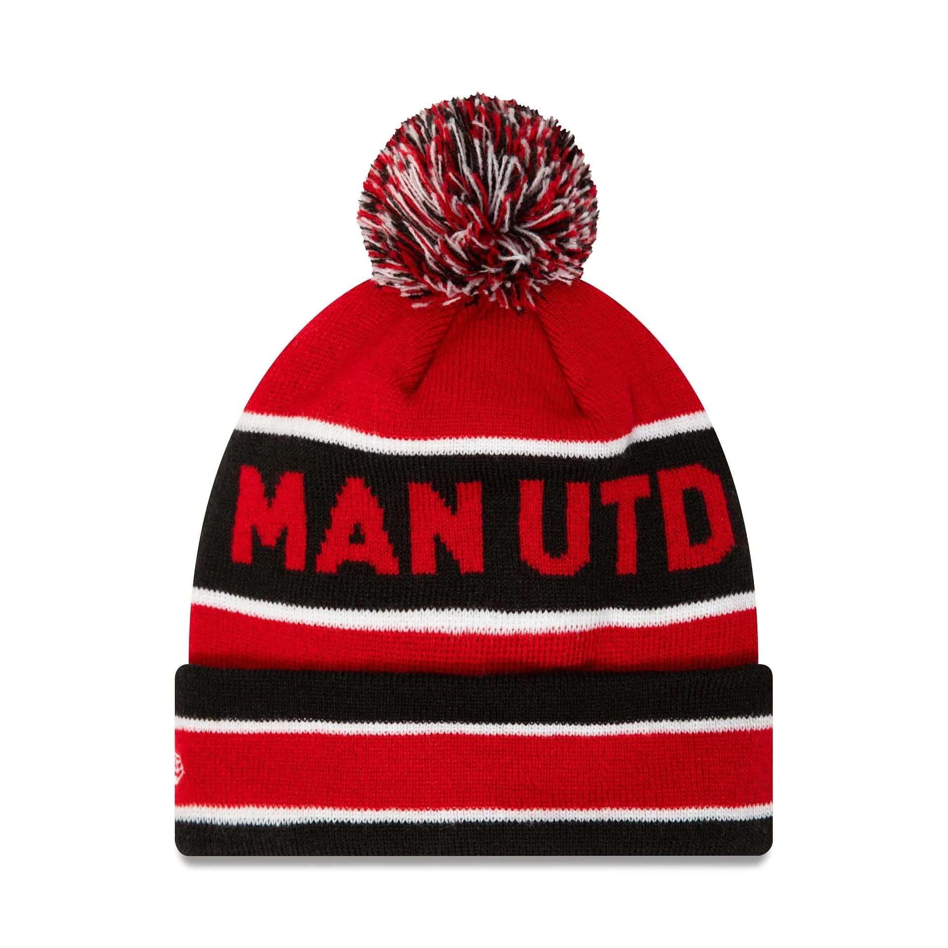 Manchester United Striped Red Multi Bobble Beanie Hat - Image 3