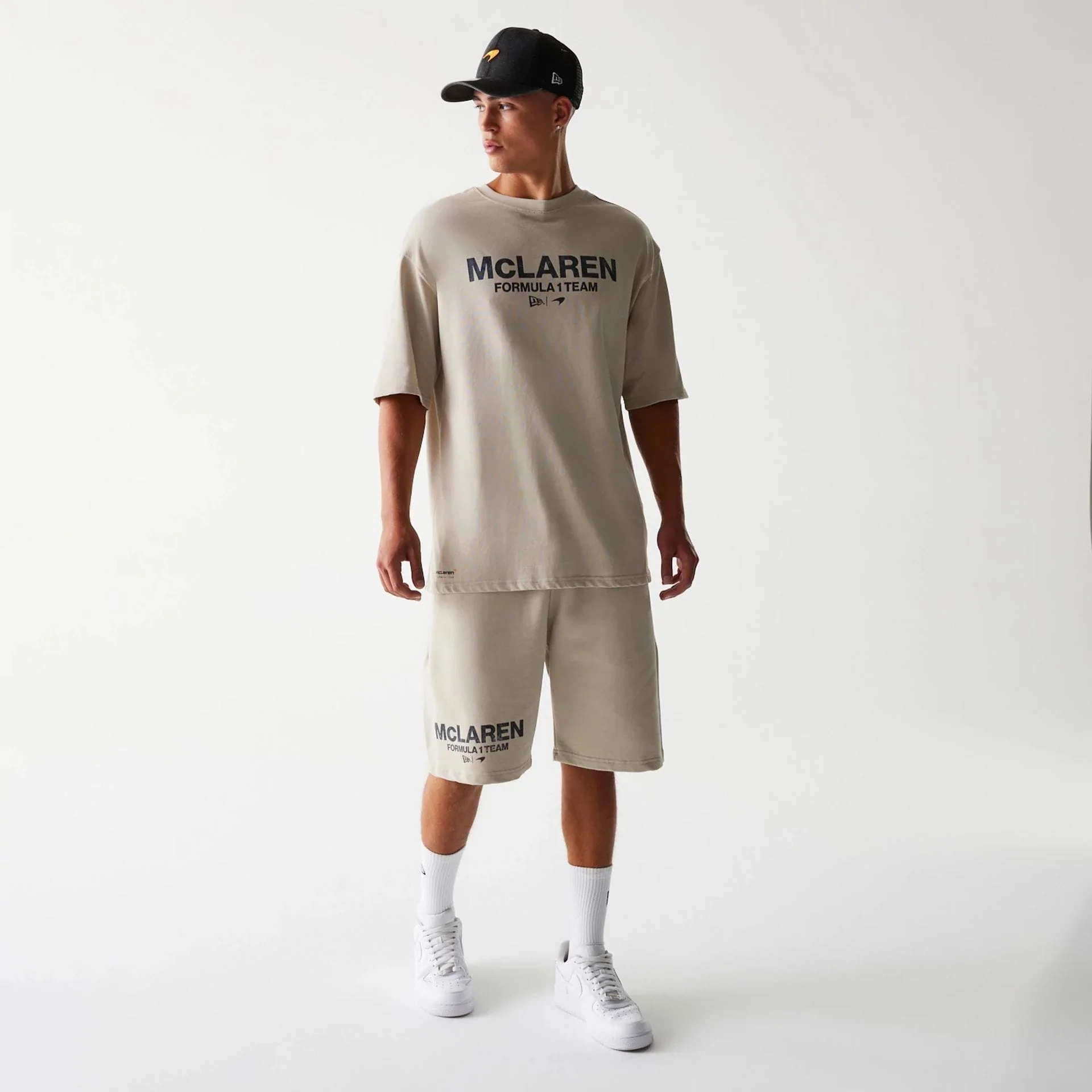 McLaren Racing Wordmark Light Beige Oversized Shorts - Image 8