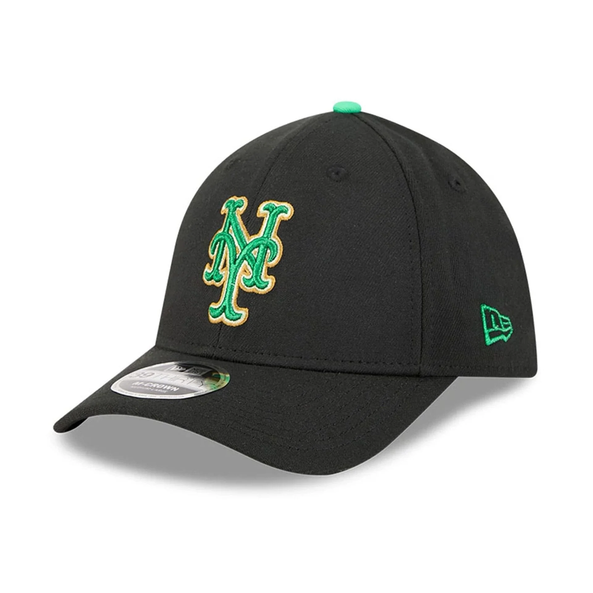 Mets MLB Saint Patrick's Day Black 39THIRTY M-Crown A-Frame Stretch Fit Cap - Image 3