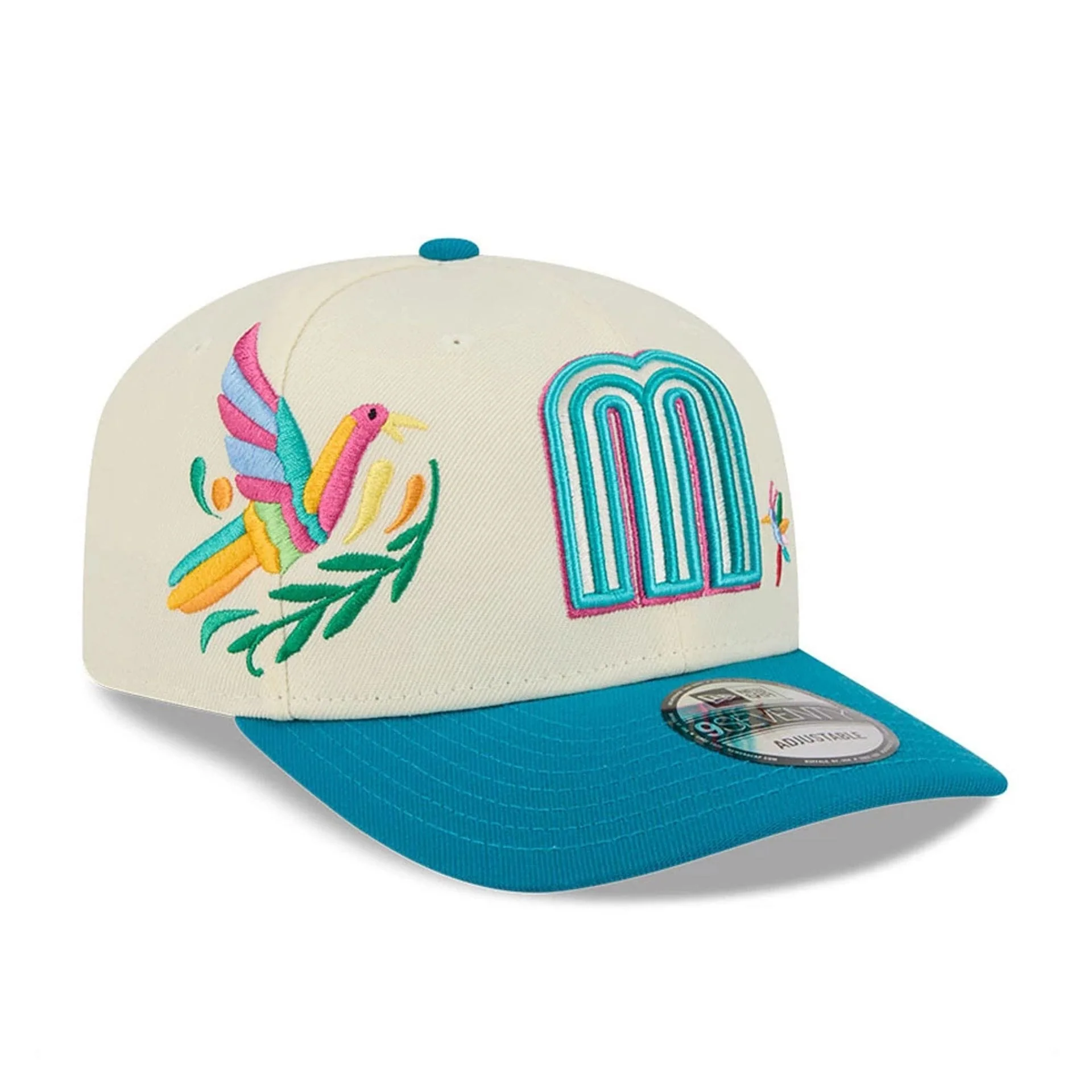 Mexico WBC Latin Embroidery White 9SEVENTY Stretch Snap Adjustable Cap - Image 4
