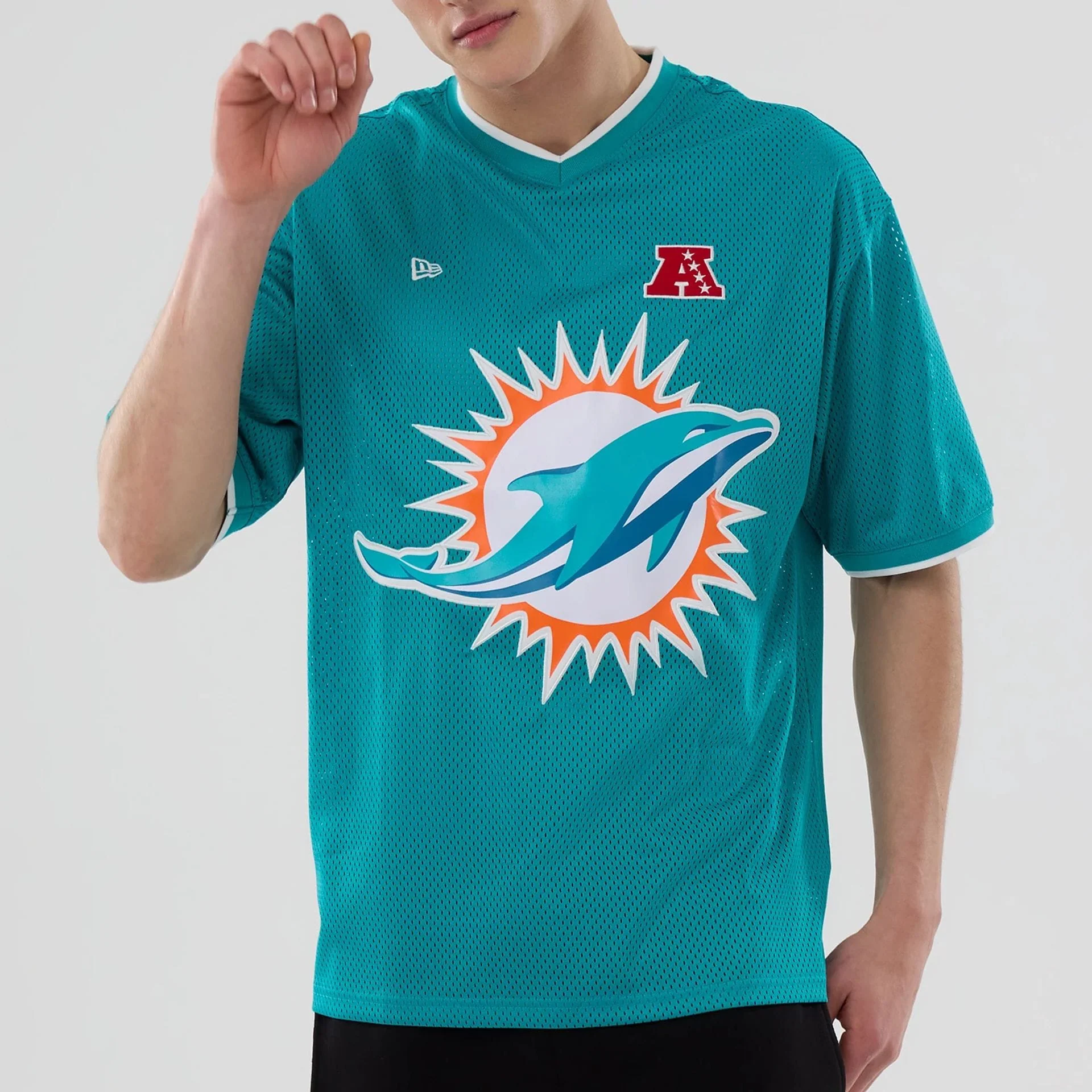 Miami Dolphins NFL Mesh Turquoise Oversized T-Shirt - Image 5
