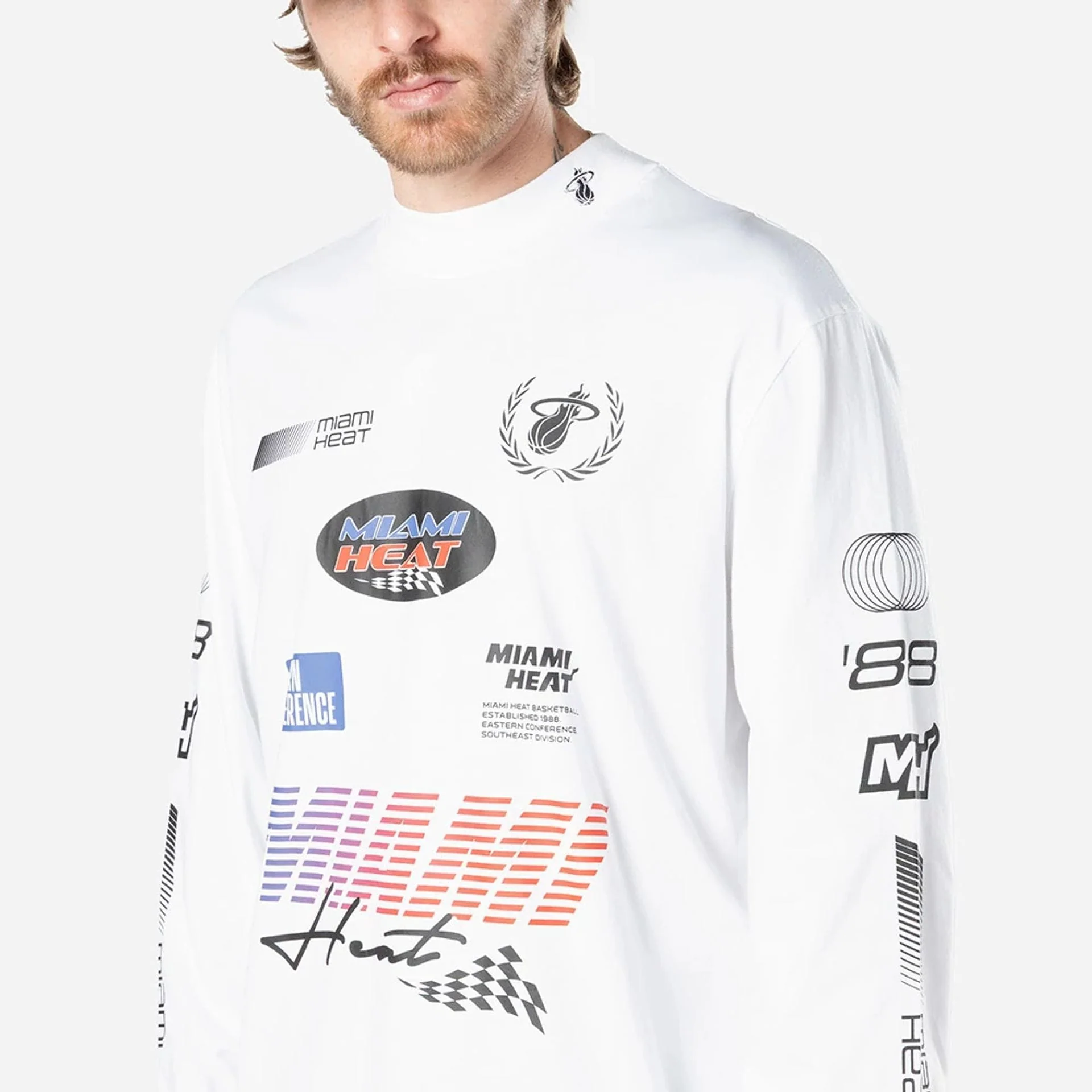 Miami Heat Modern Driver White Long Sleeve T-Shirt - Image 2