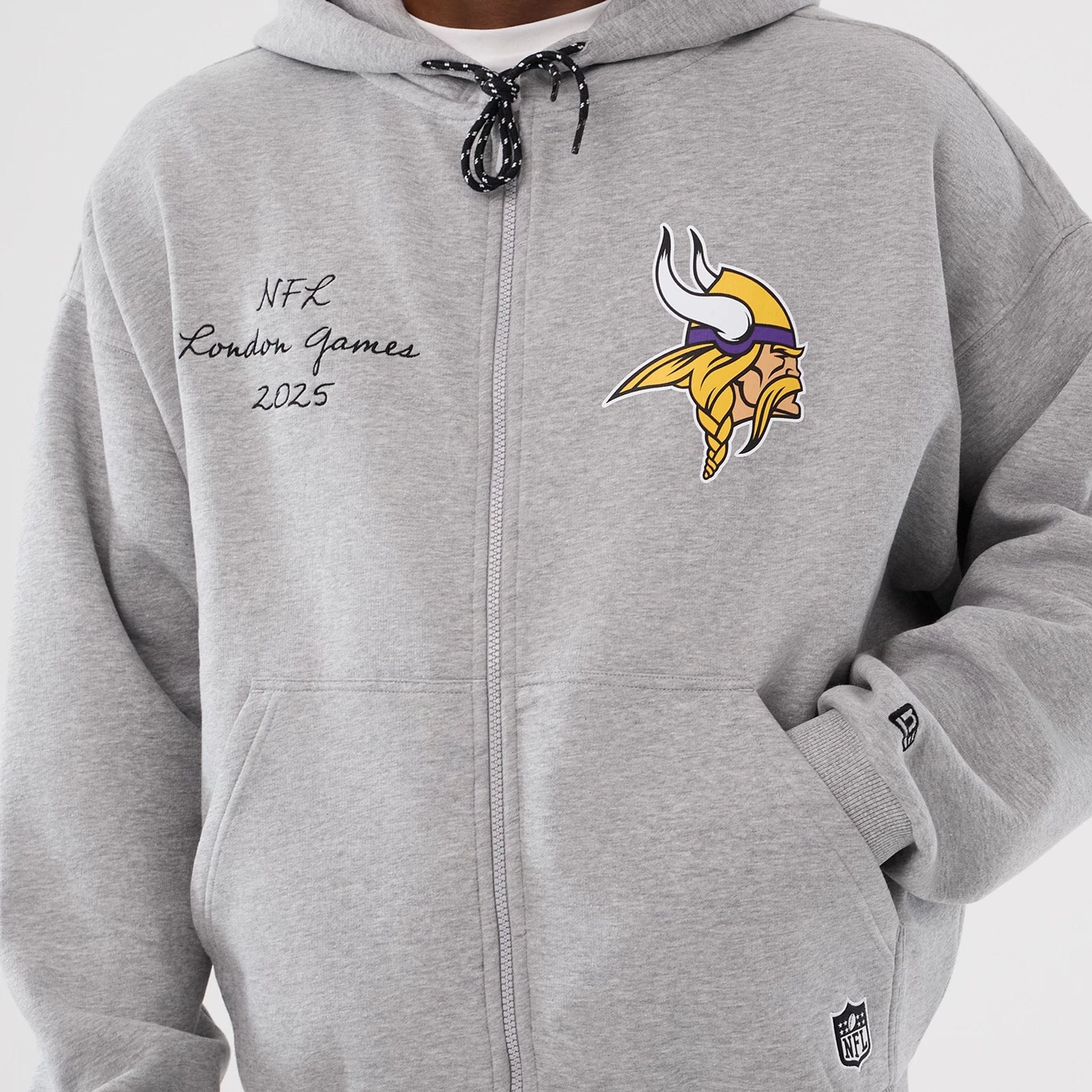 Minnesota Vikings NFL International Series Games 2025 Grey Premium Pullover Hoodie - Image 3