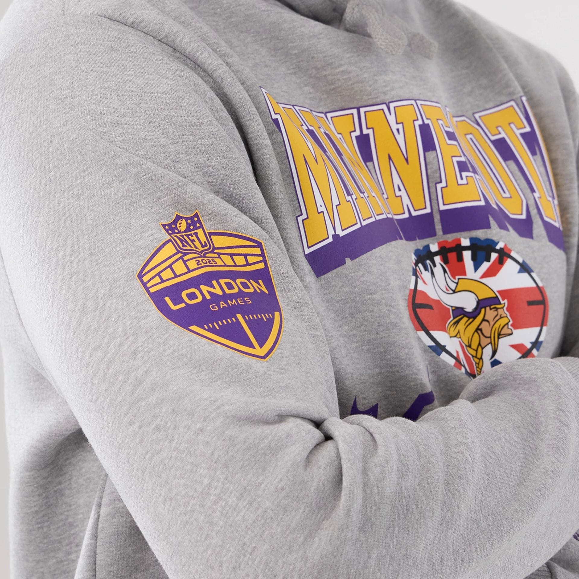 Minnesota Vikings NFL International Series Games 2025 Grey Pullover Hoodie - Image 5