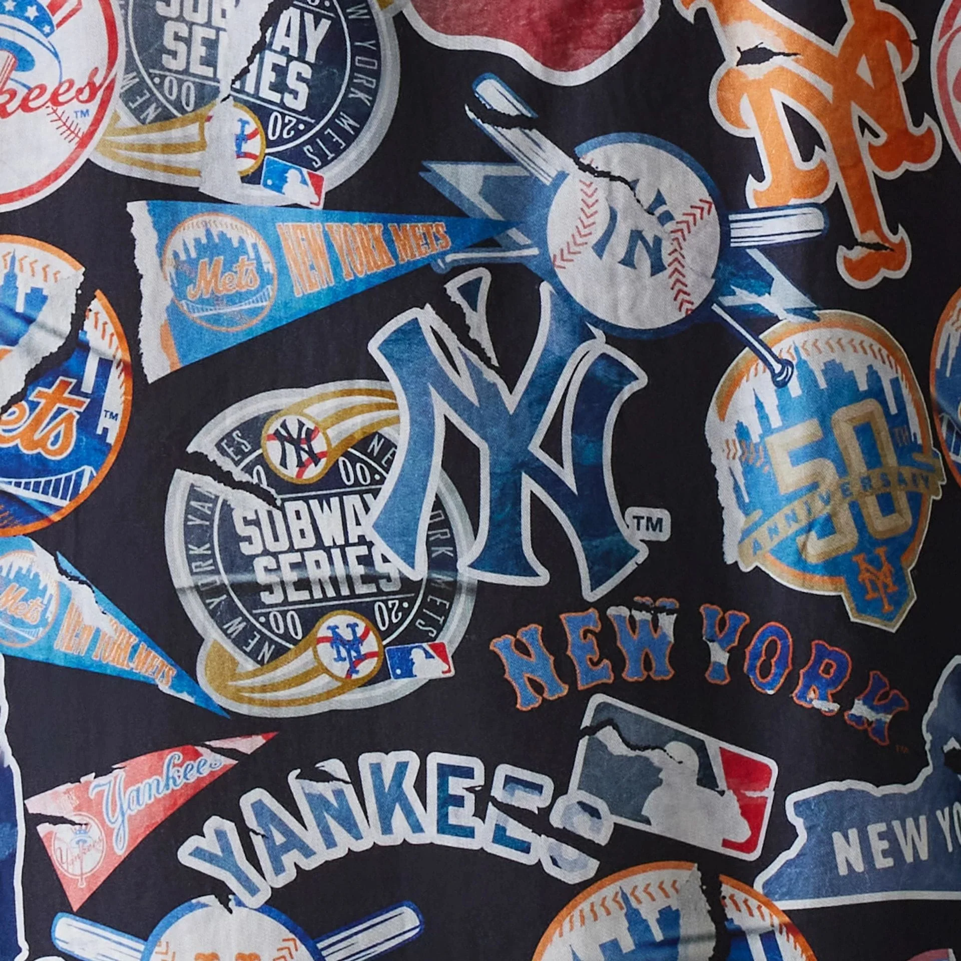 MLB Subway Series All Over Print Navy Short Sleeve Shirt - Image 5