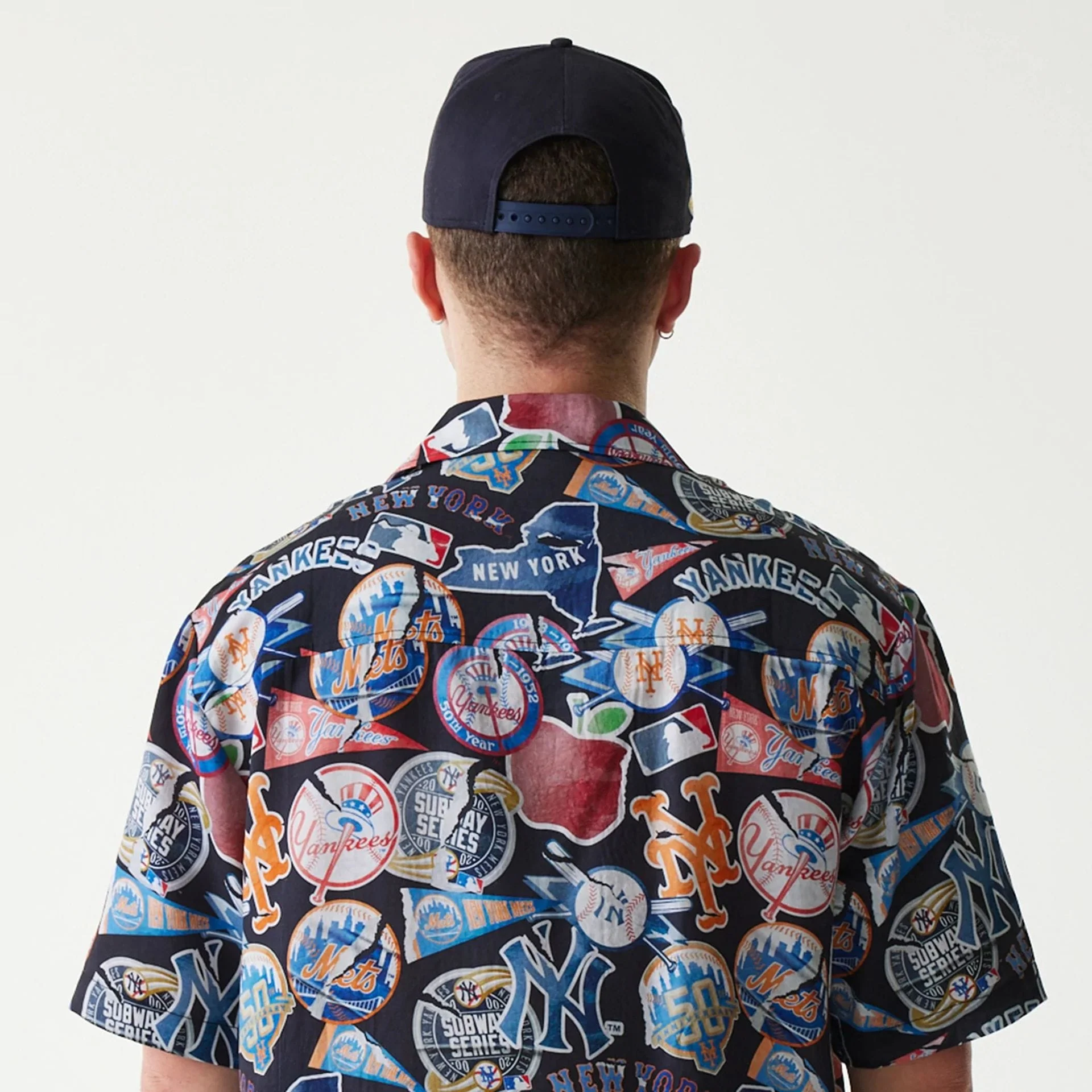 MLB Subway Series All Over Print Navy Short Sleeve Shirt - Image 7