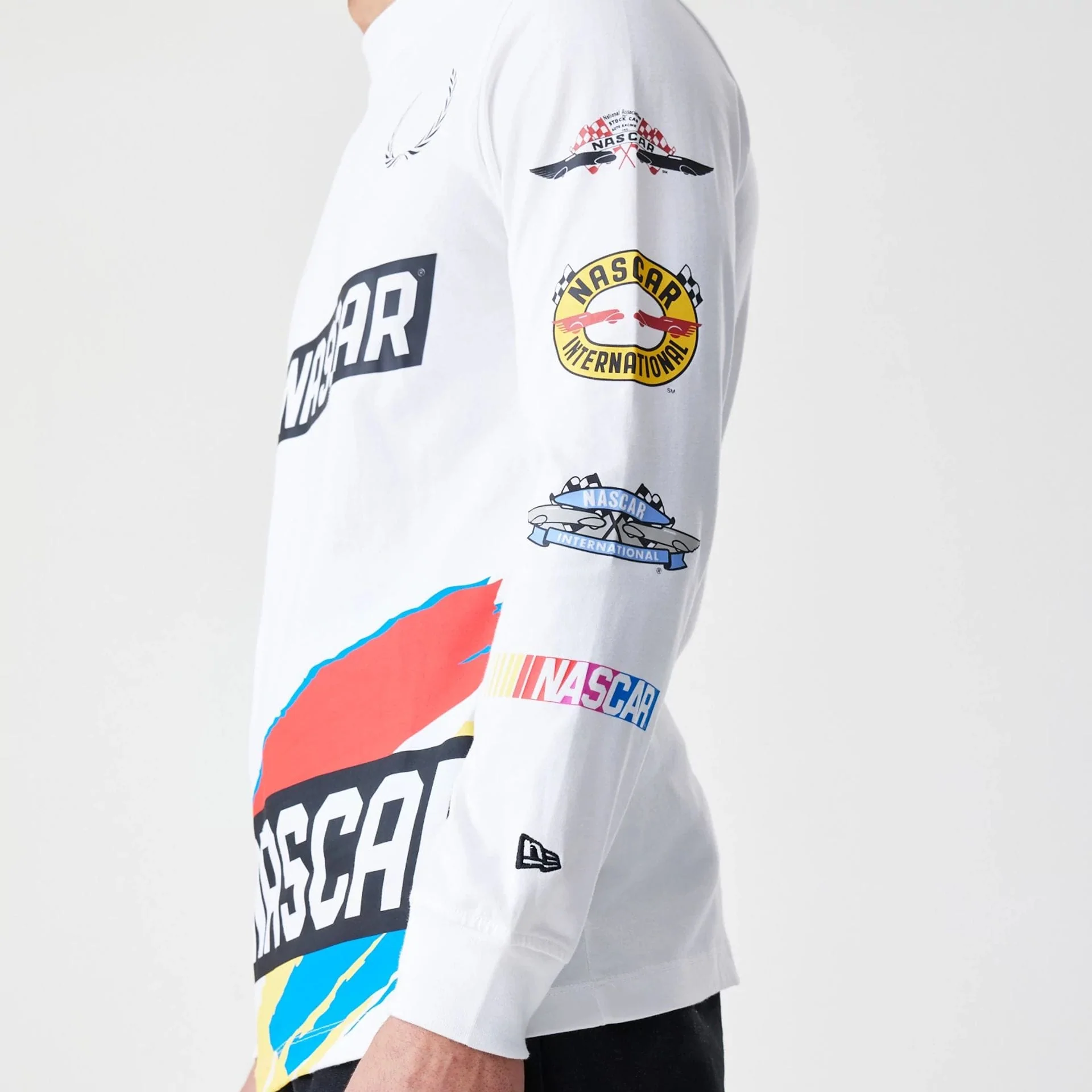 Nascar Generic Logo Modern Driver White Long Sleeve T-Shirt - Image 3