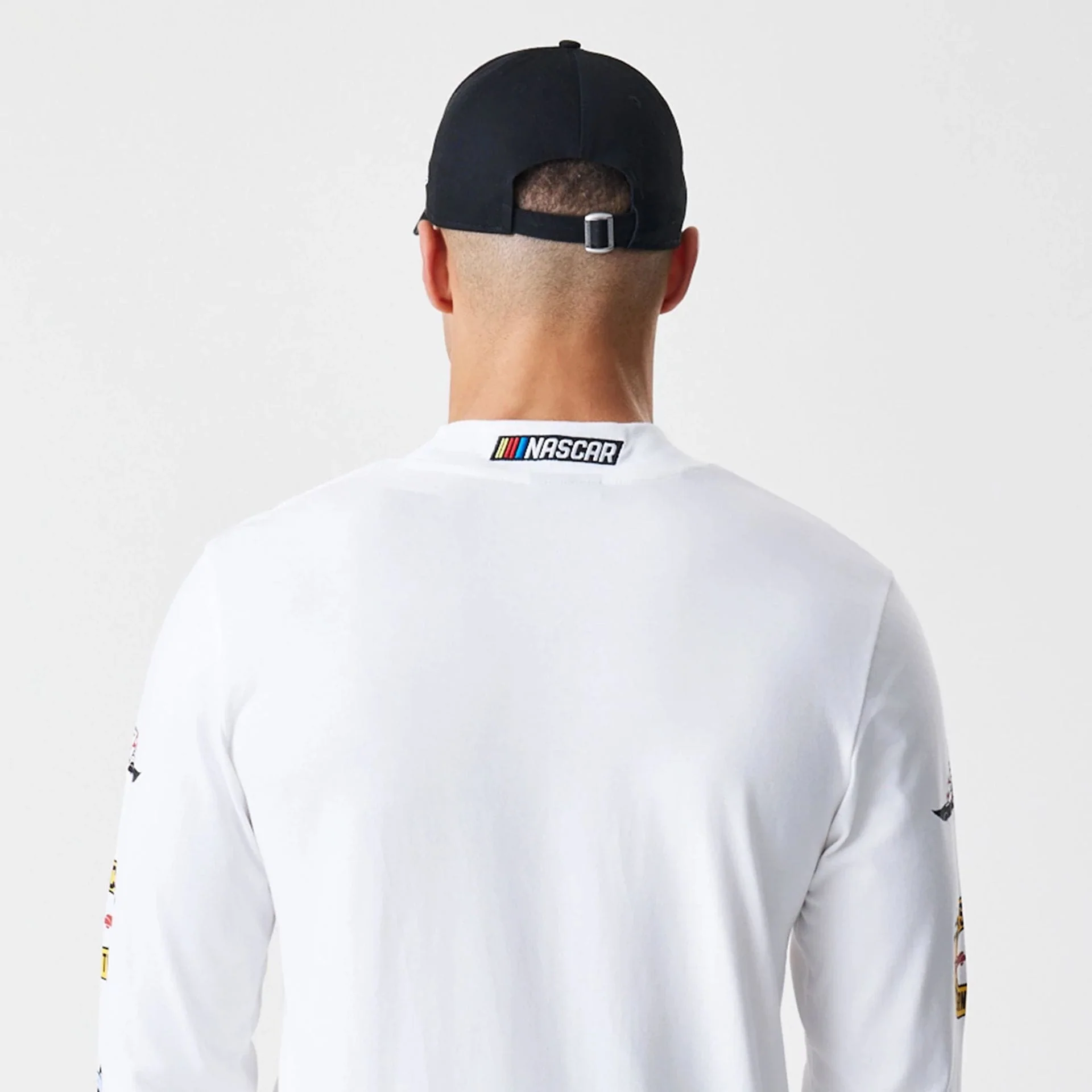 Nascar Generic Logo Modern Driver White Long Sleeve T-Shirt - Image 5