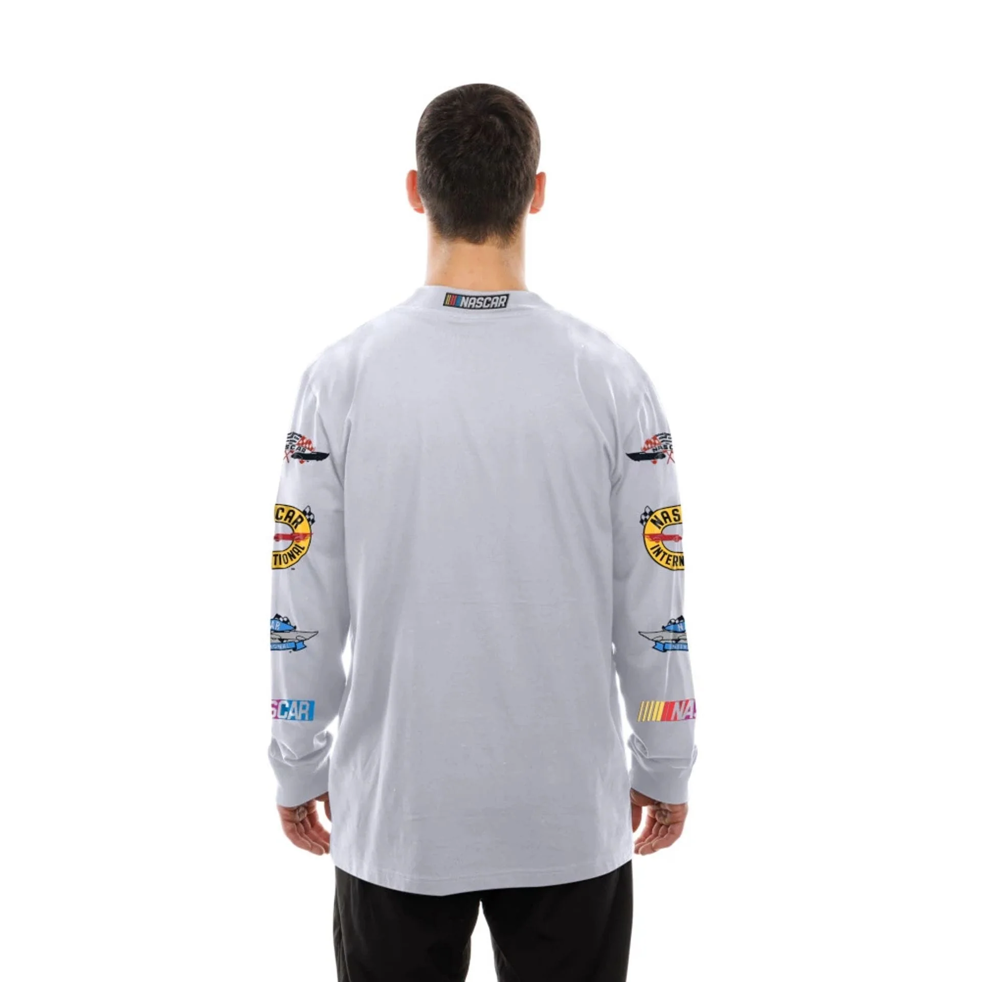 Nascar Generic Logo Modern Driver White Long Sleeve T-Shirt - Image 7