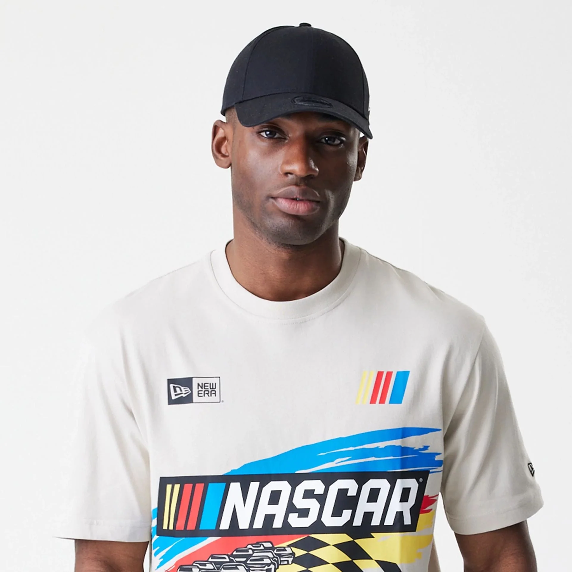 Nascar Logo Modern Driver Light Beige T-Shirt - Image 4