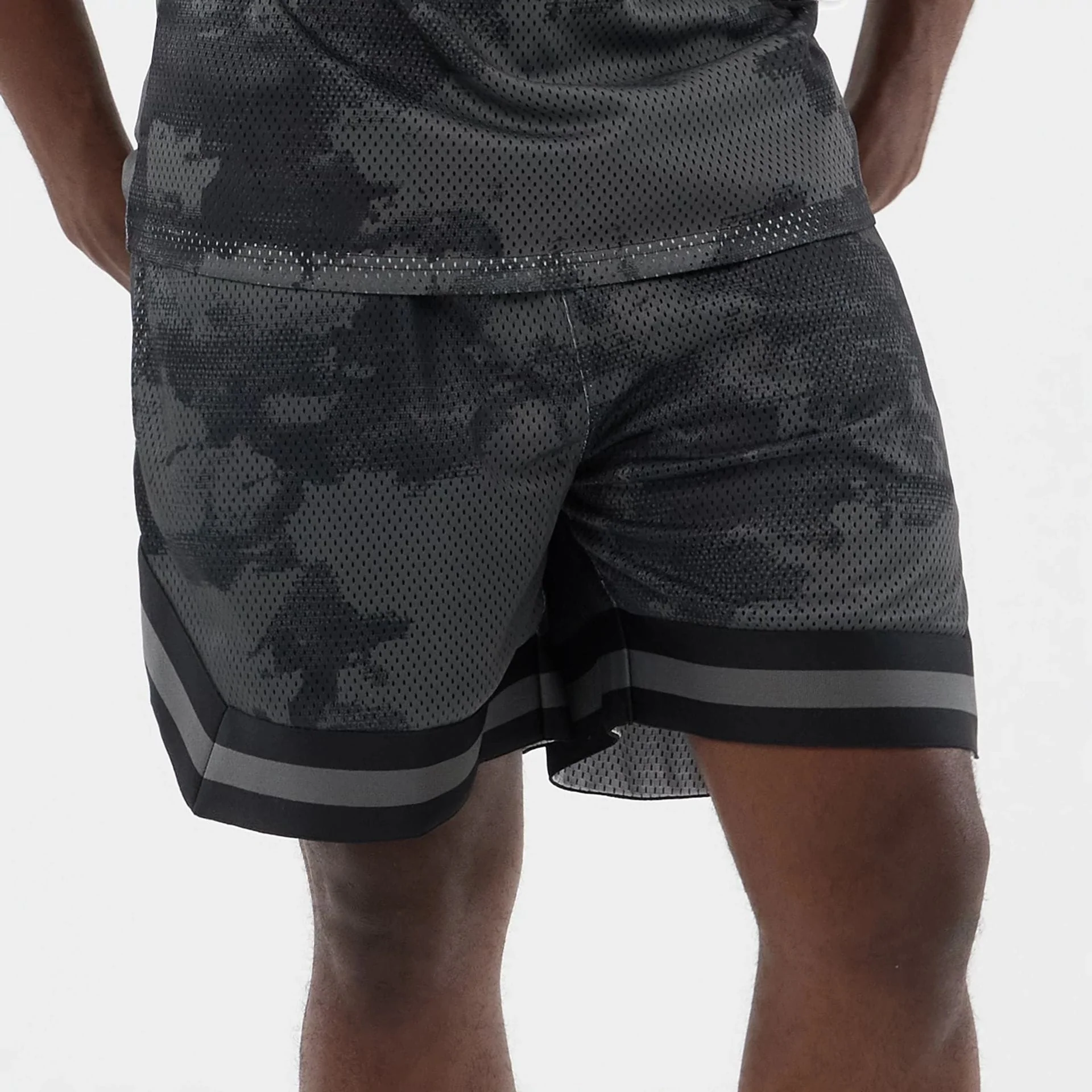 New Era All Over Print Mesh Black Camo Shorts - Image 5