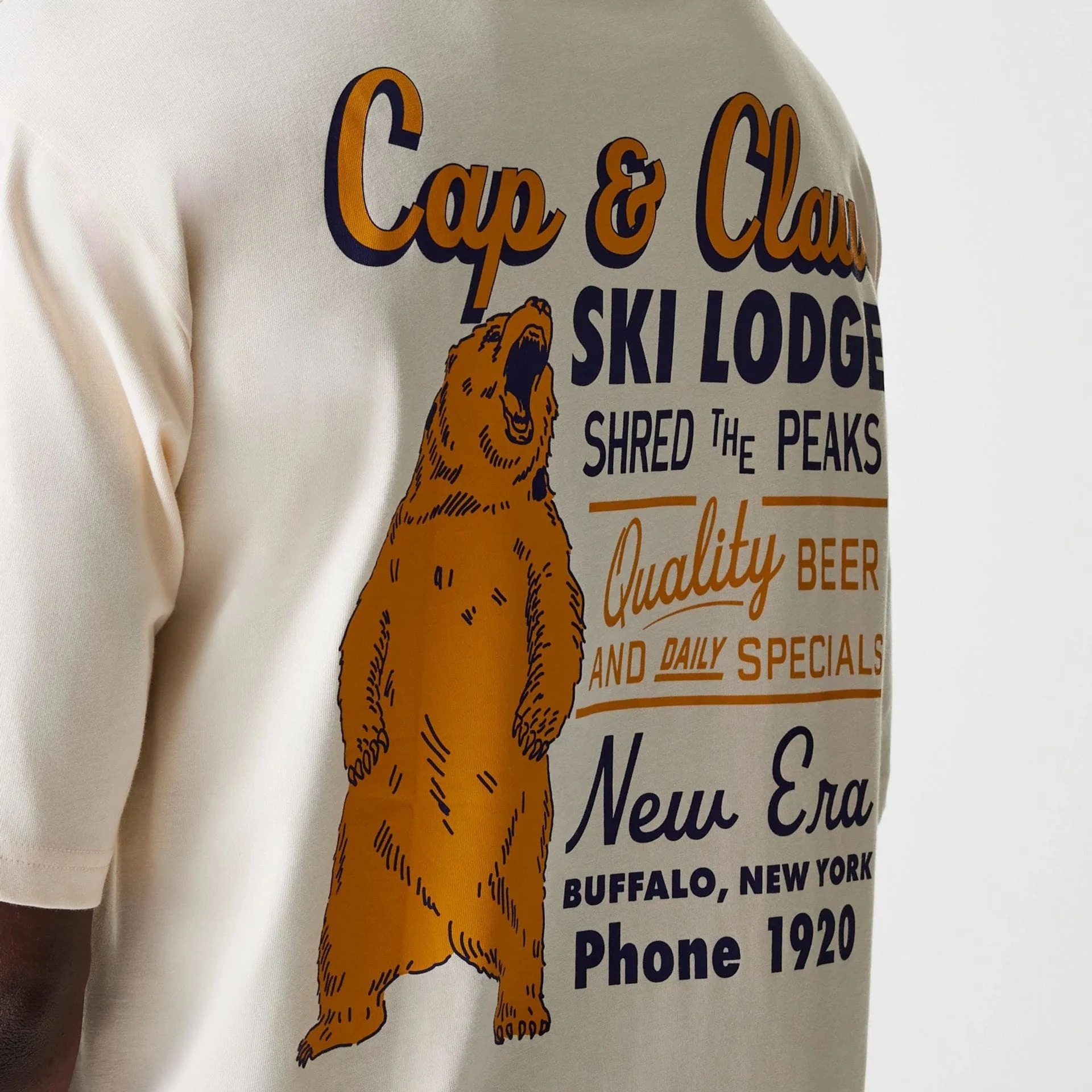 New Era Animal Graphic Light Beige Oversized T-Shirt - Image 6