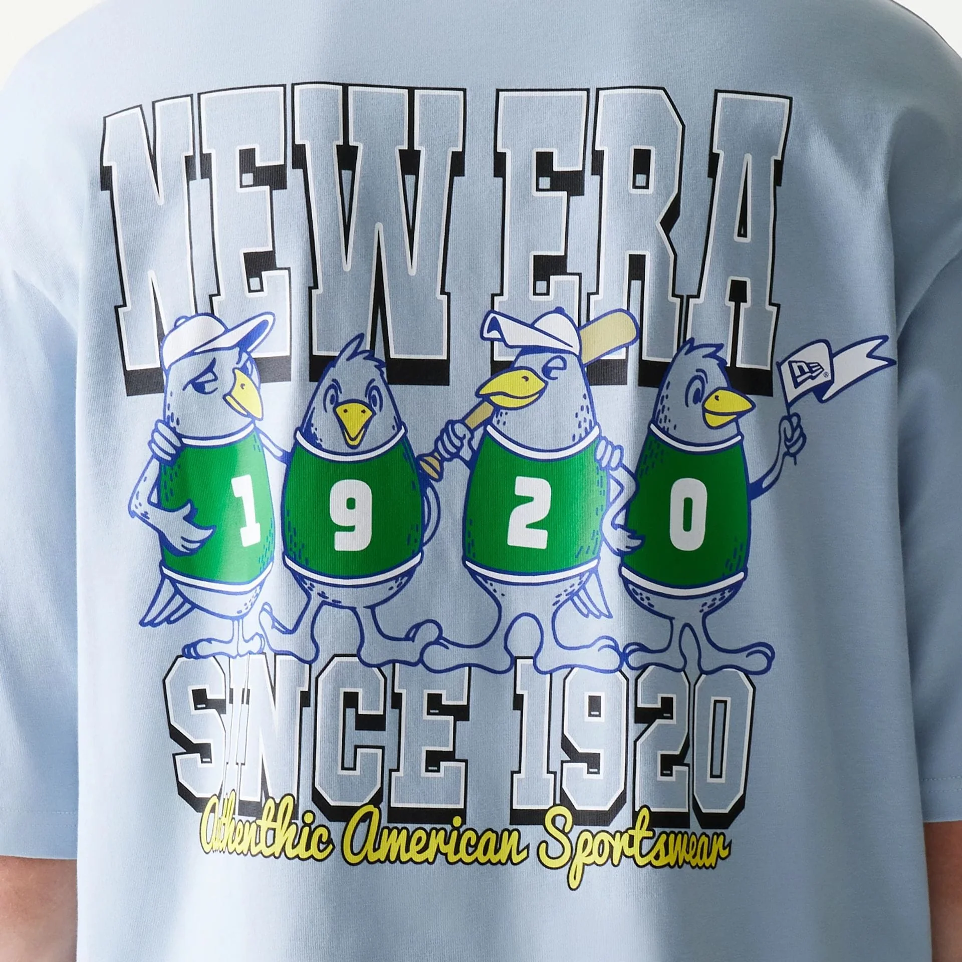New Era Baseball Birds Character Graphic Blue Oversized T-Shirt - Image 8