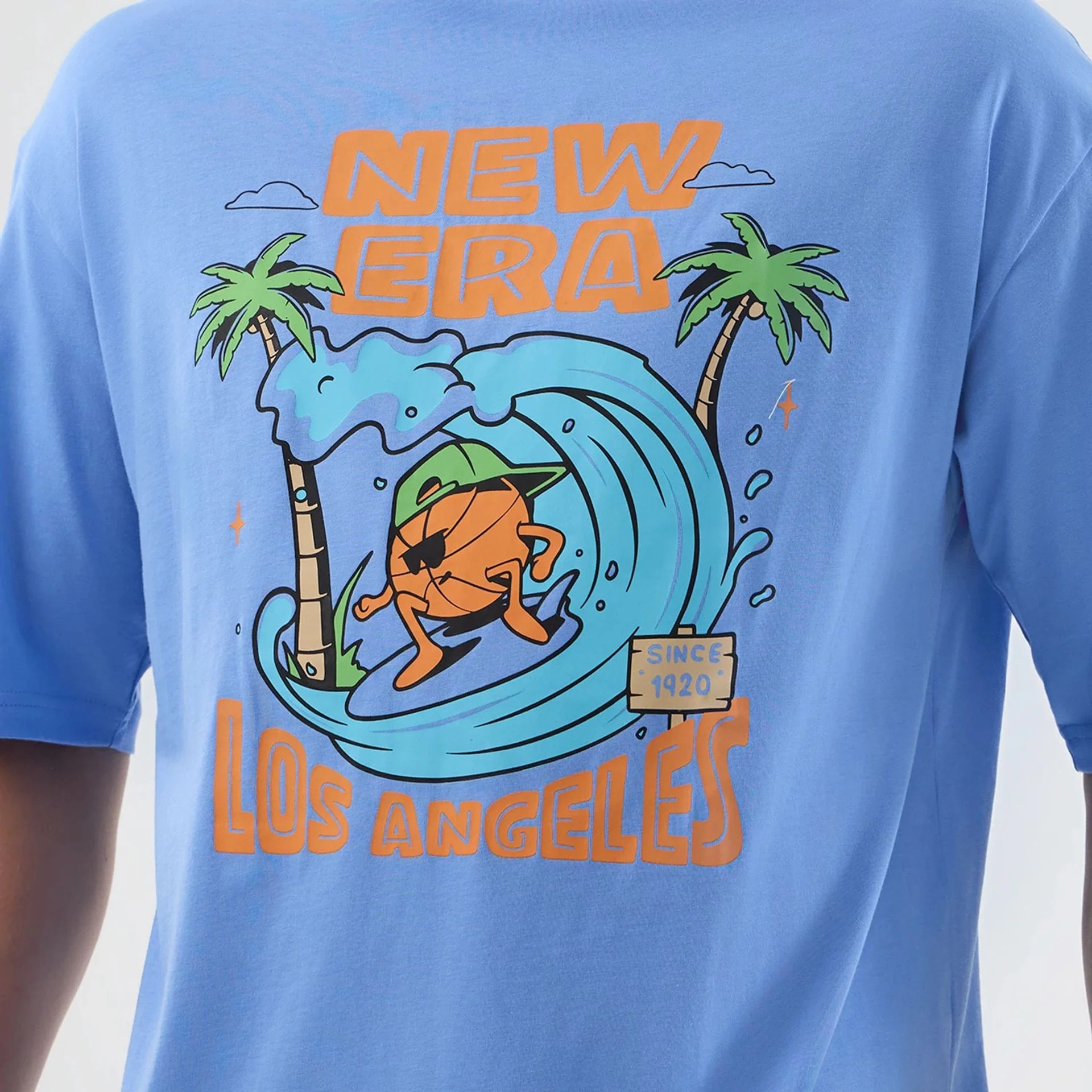 New Era Basketball Character Graphic Pastel Blue T-Shirt - Image 5