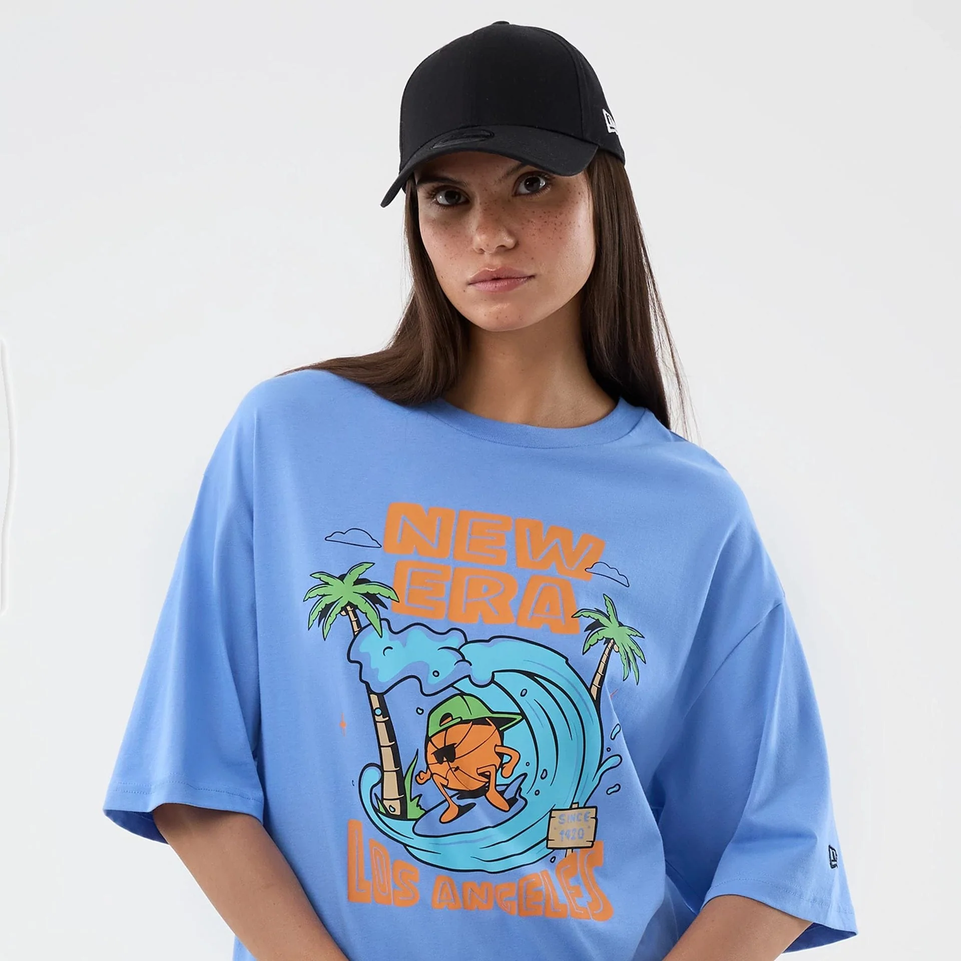 New Era Basketball Character Graphic Pastel Blue T-Shirt - Image 6