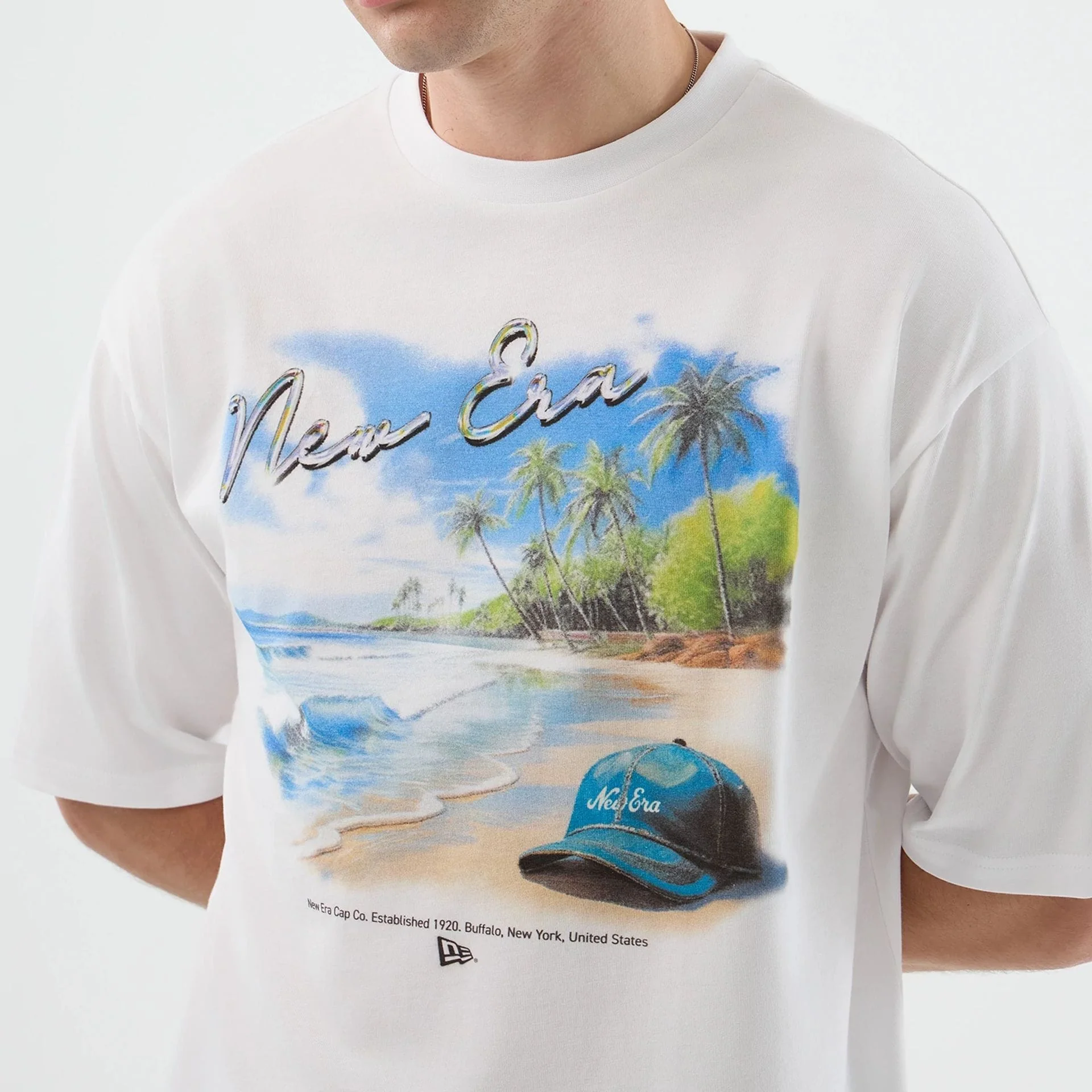 New Era Beach Graphic White Oversized T-Shirt - Image 5