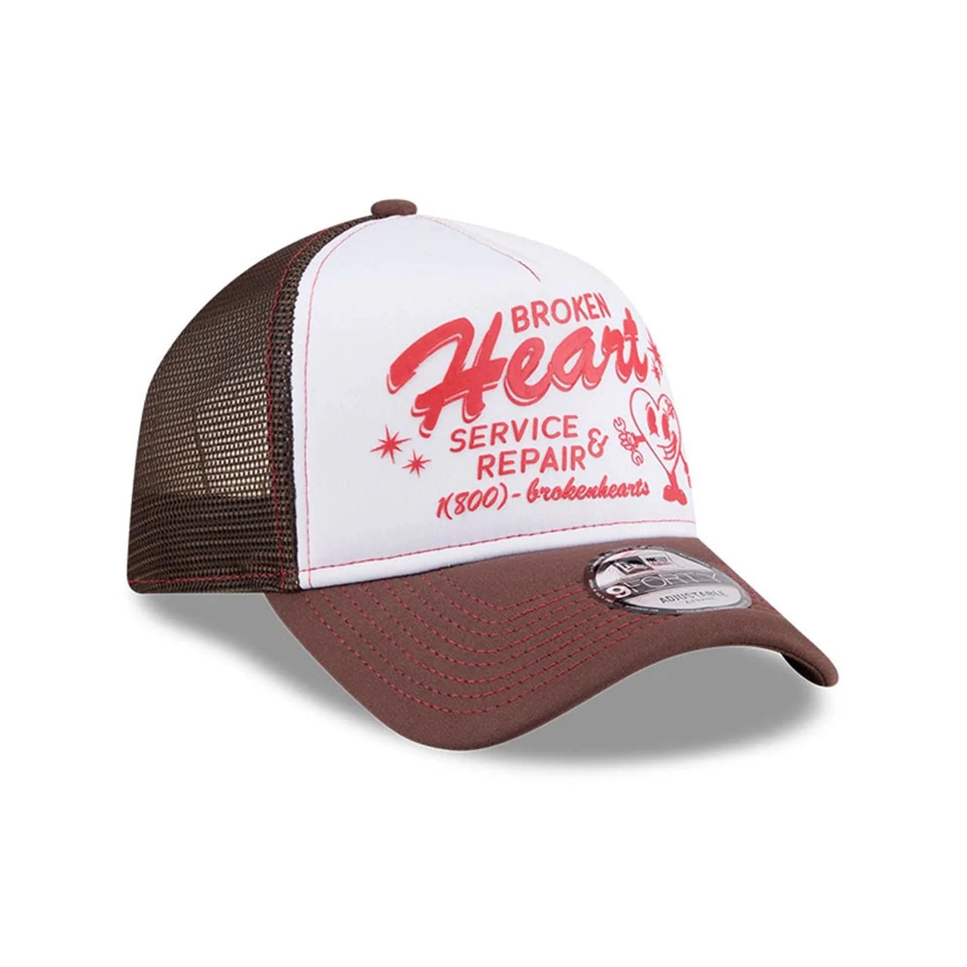 New Era Broken Heart Service & Repair White 9FORTY A-Frame Trucker Adjustable Cap - Image 5