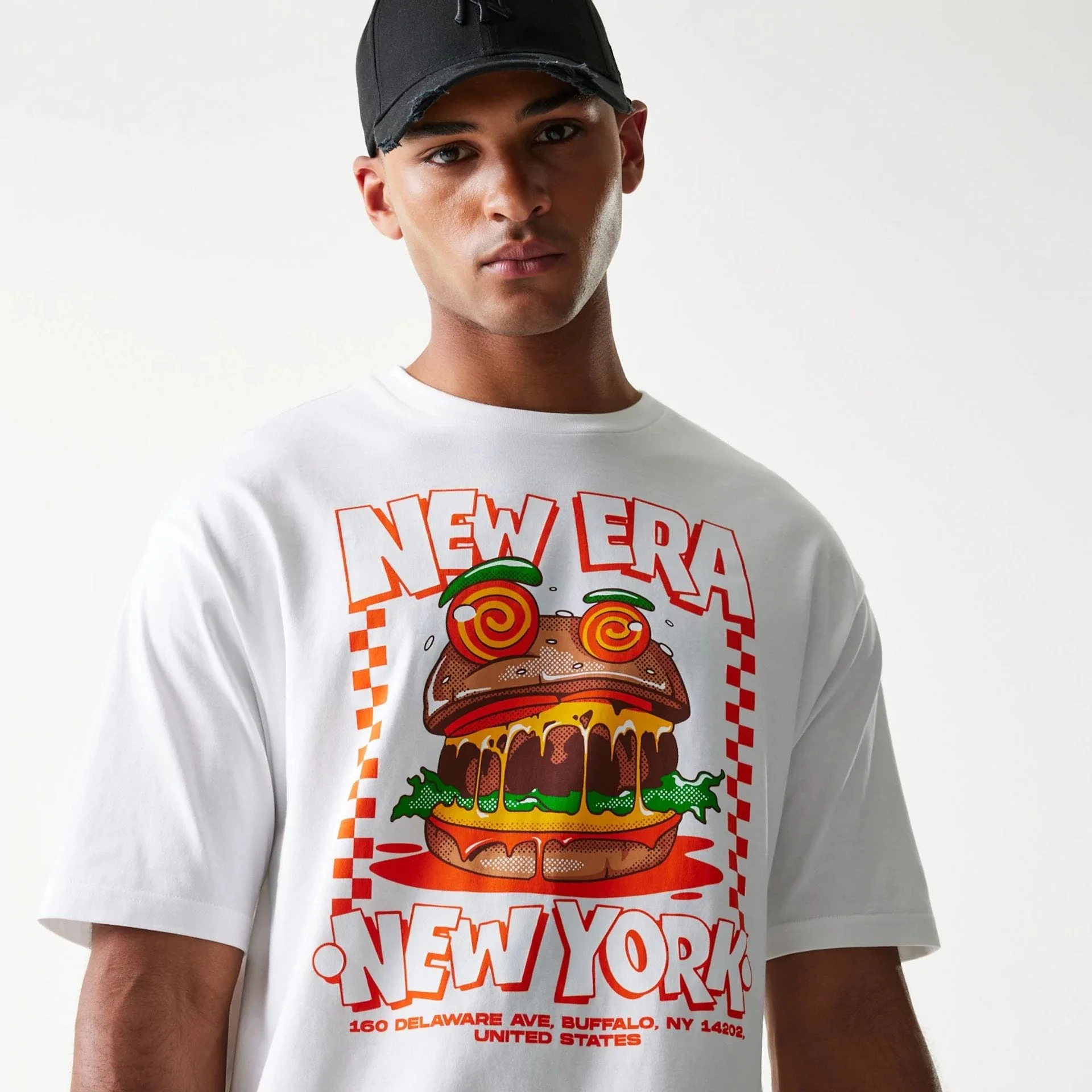 New Era Burger Food Graphic White Oversized T-Shirt - Image 6