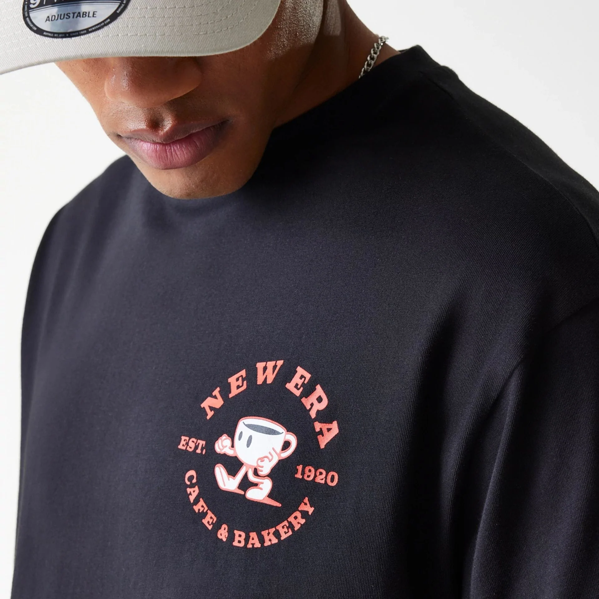 New Era Cafe Graphic Black Oversized T-Shirt - Image 6