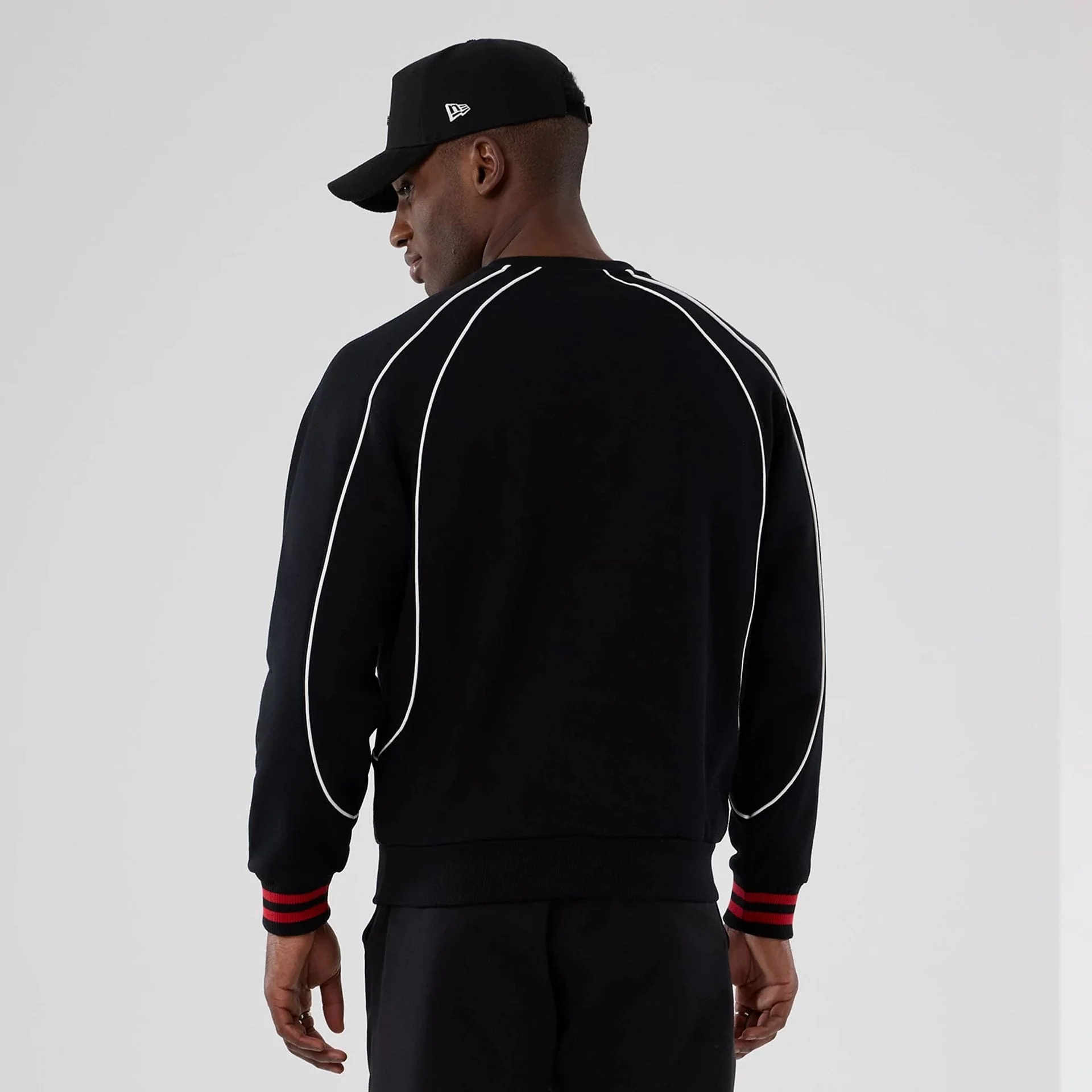 New Era Colour Block Black Crew Neck Sweater - Image 2