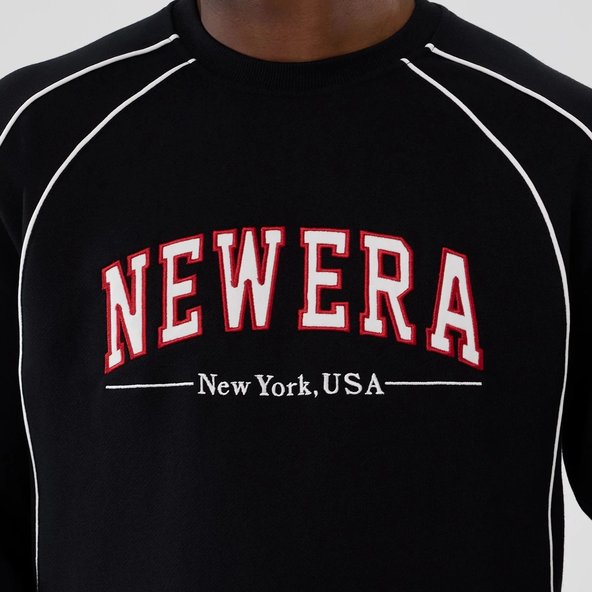 New Era Colour Block Black Crew Neck Sweater - Image 3