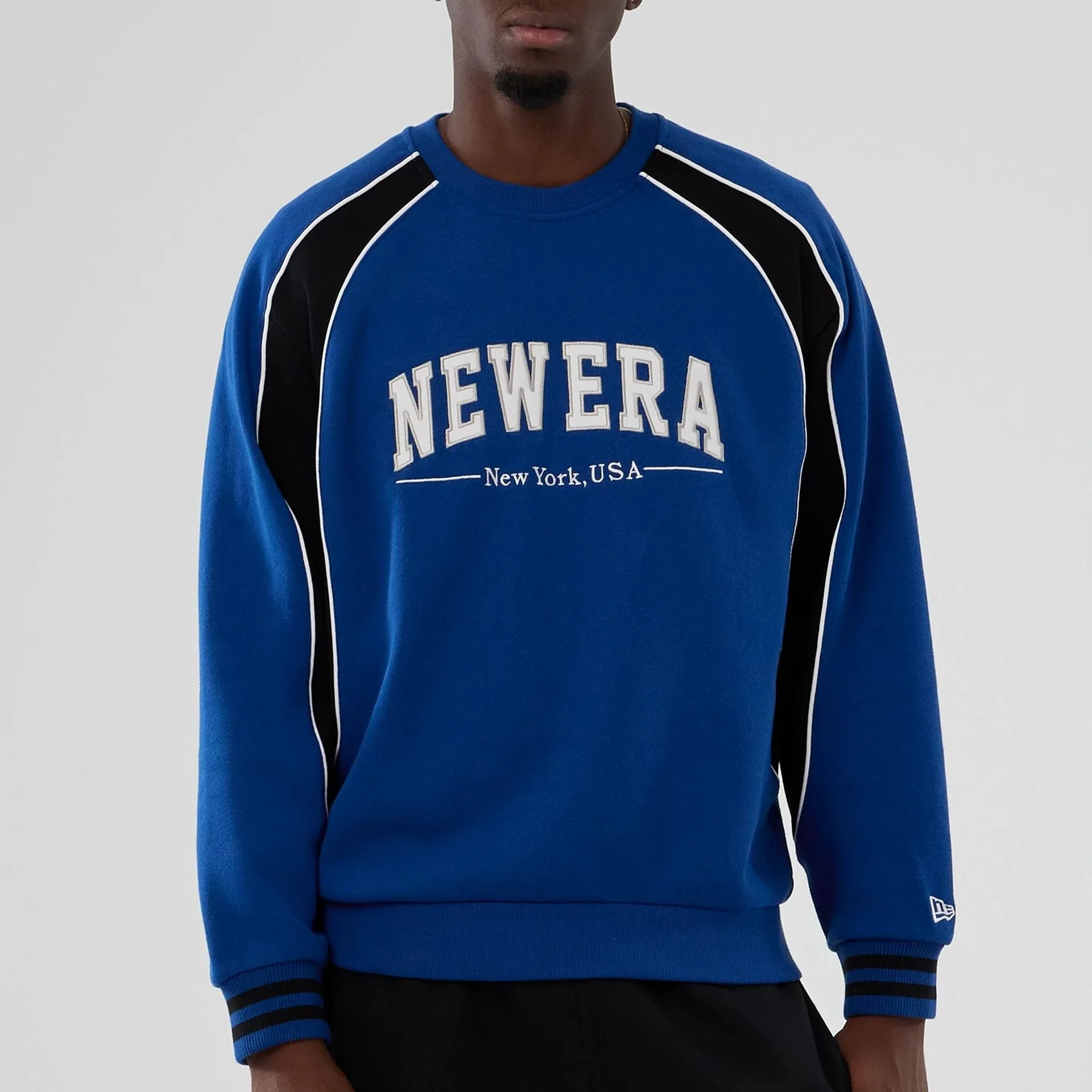 New Era Colour Block Navy Crew Neck Sweater - Image 5