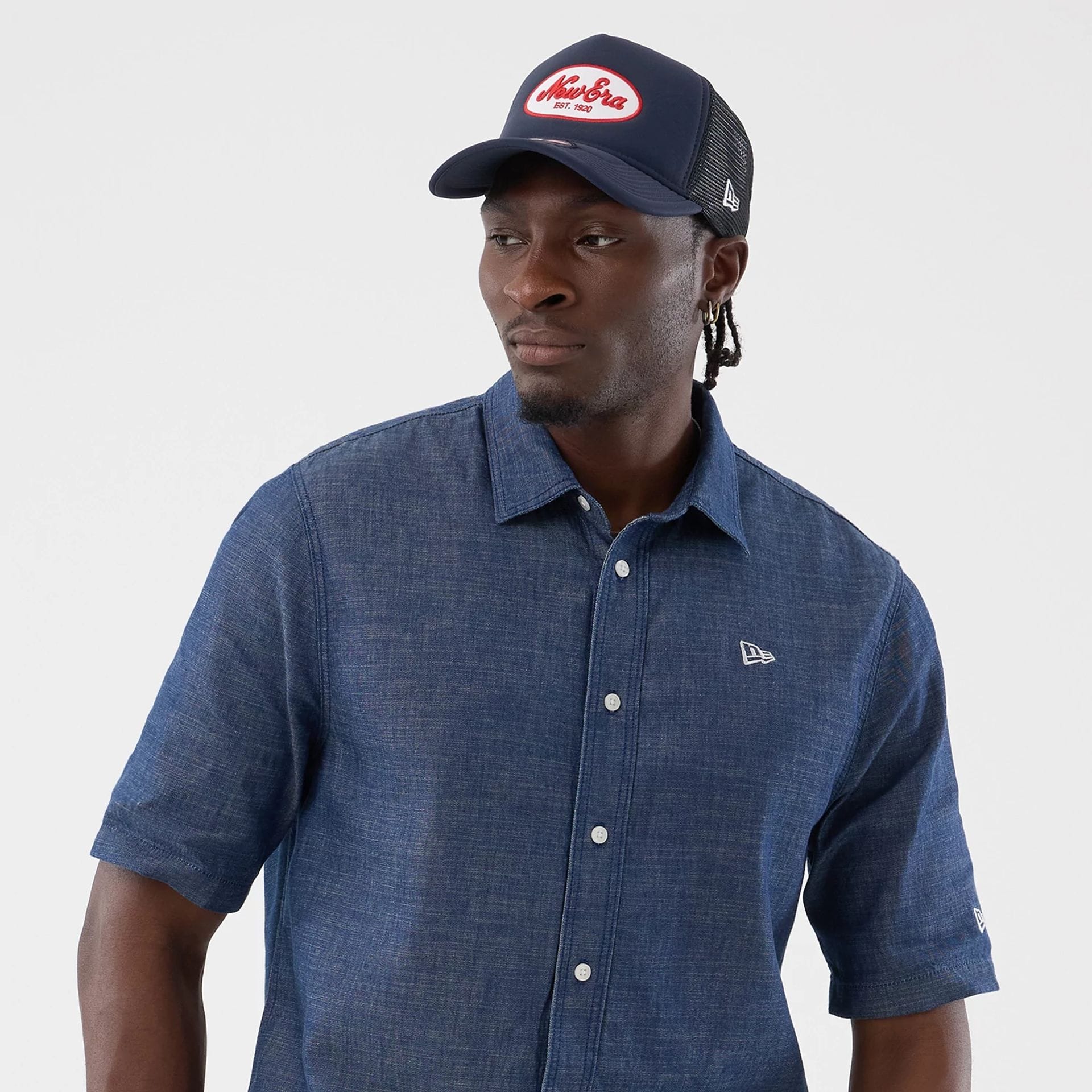 New Era Denim Blue Short Sleeve Shirt - Image 6