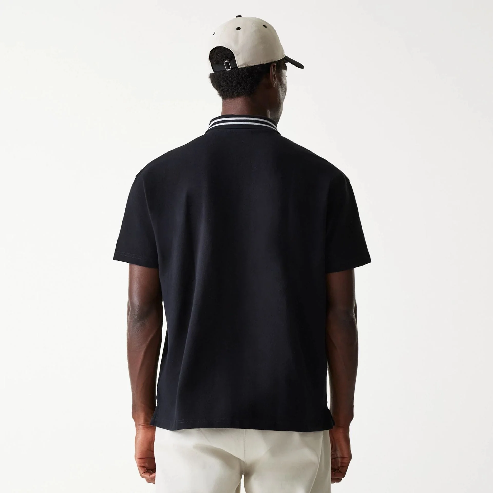 New Era Drop Shoulder Black Polo Shirt - Image 2