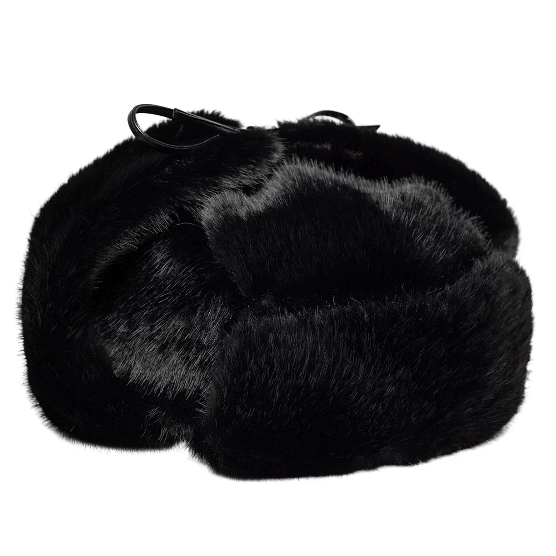 New Era Faux Fur Black Trapper Hat - Image 4