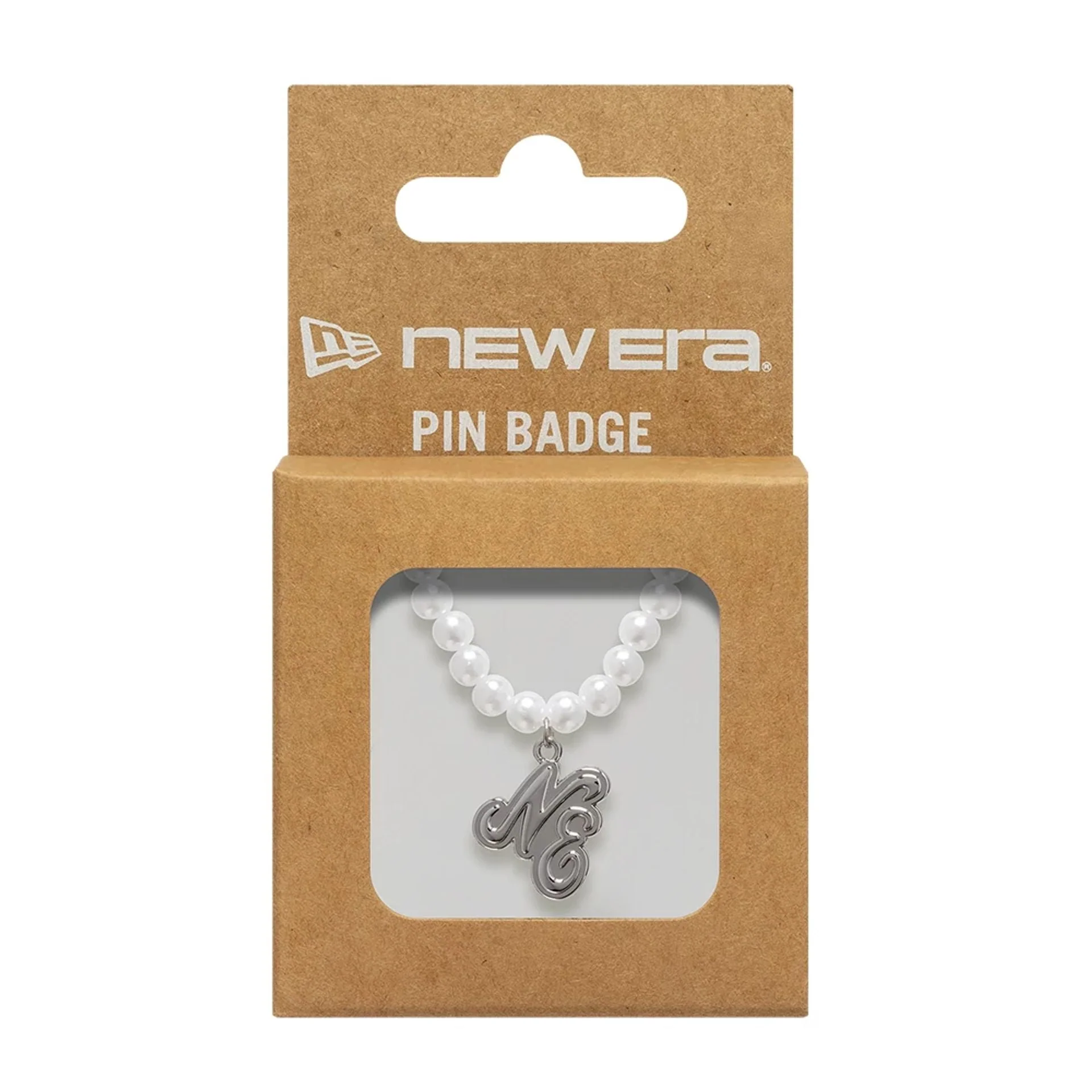New Era Faux Pearl Chain Silver Pin Badge - Image 3