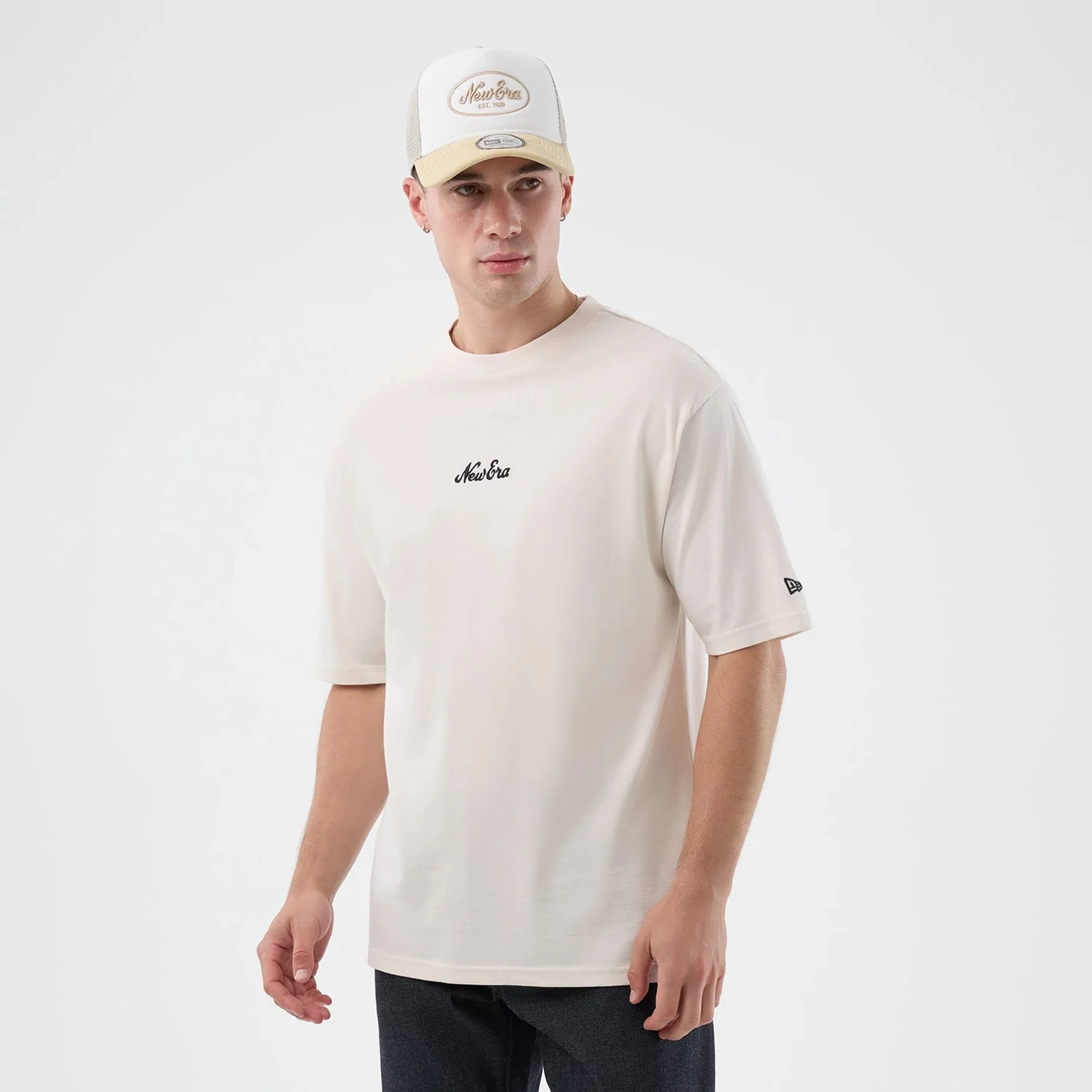 New Era Floral Graphic Open White Oversized T-Shirt - Image 3