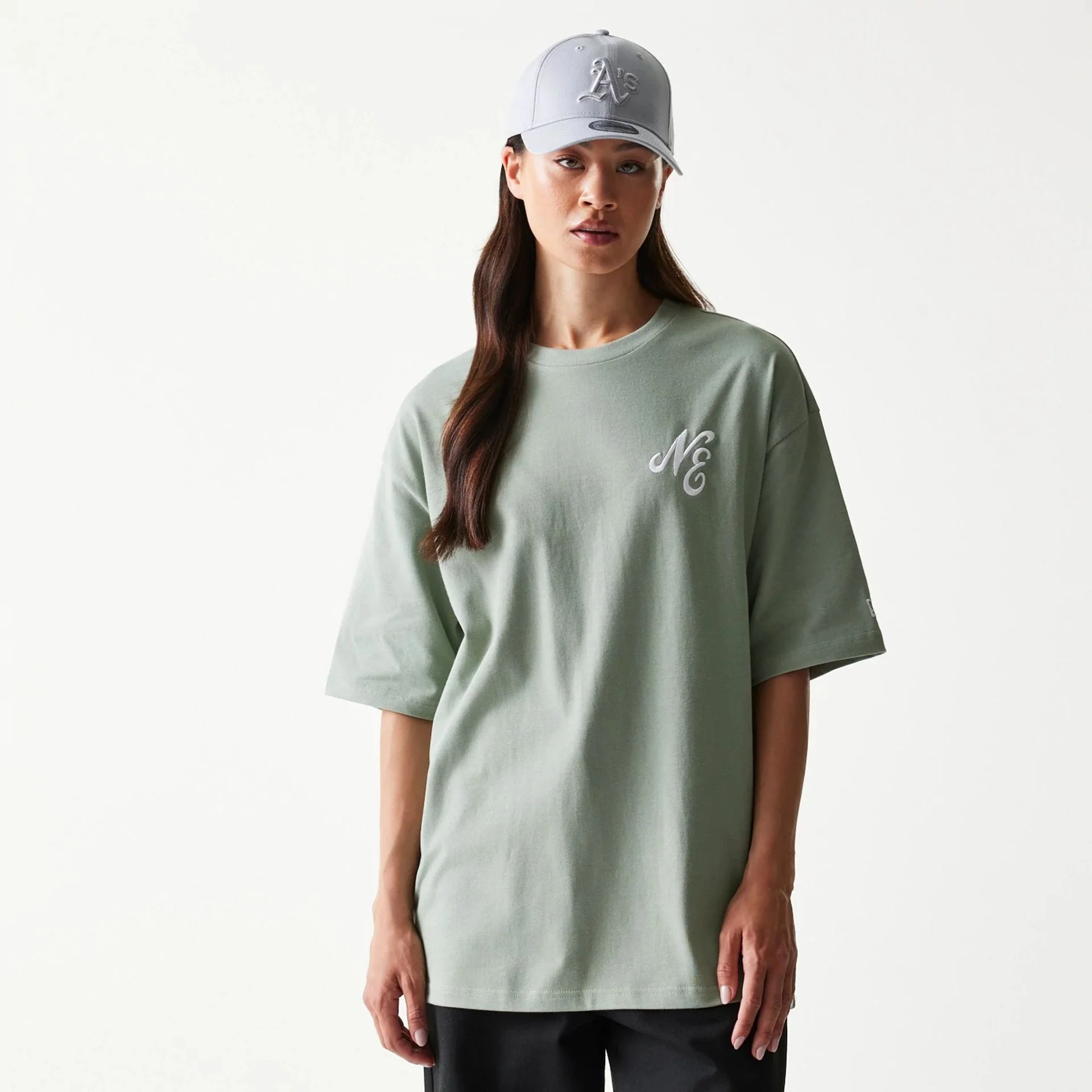 New Era Floral Graphic Pastel Green Oversized T-Shirt - Image 4