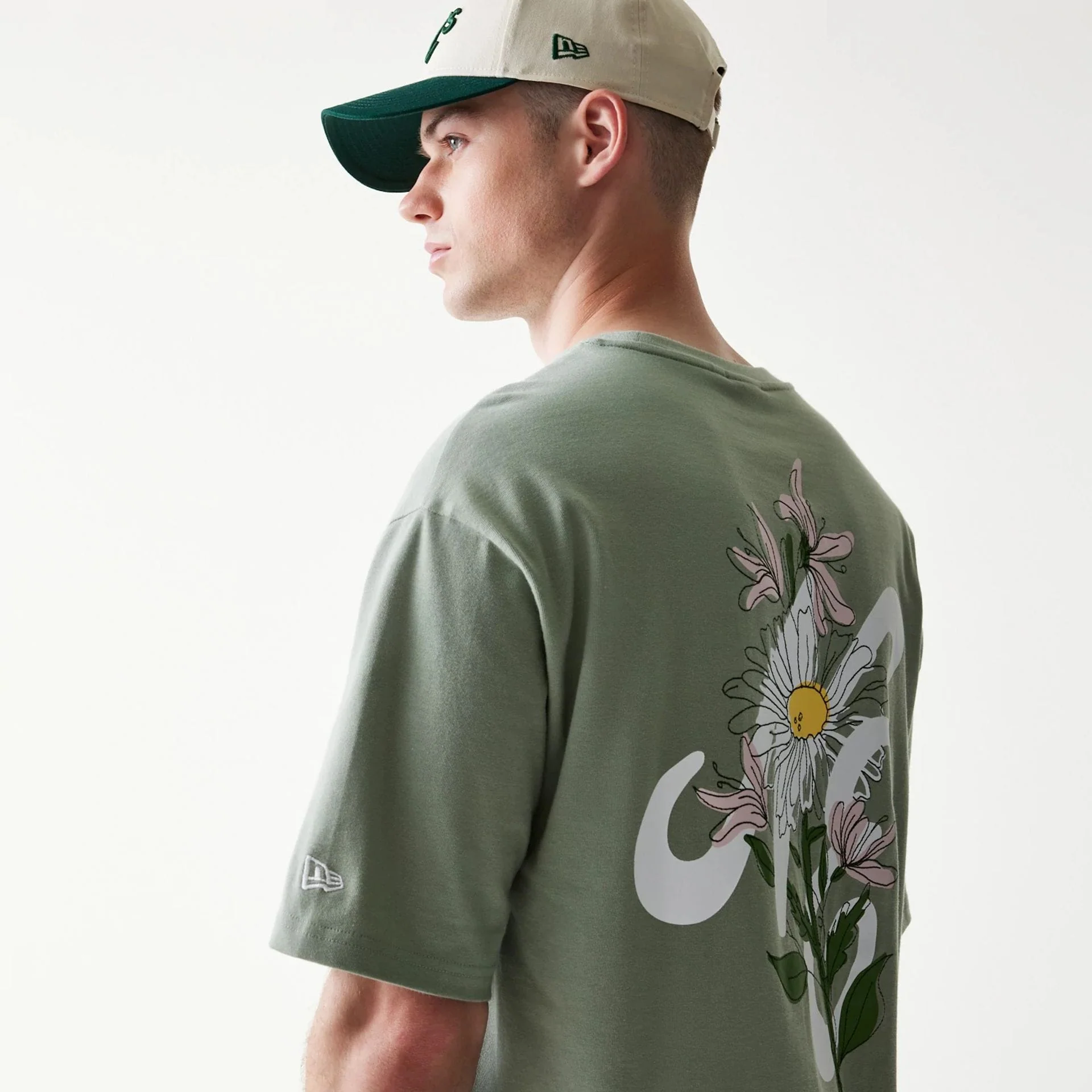 New Era Floral Graphic Pastel Green Oversized T-Shirt - Image 8