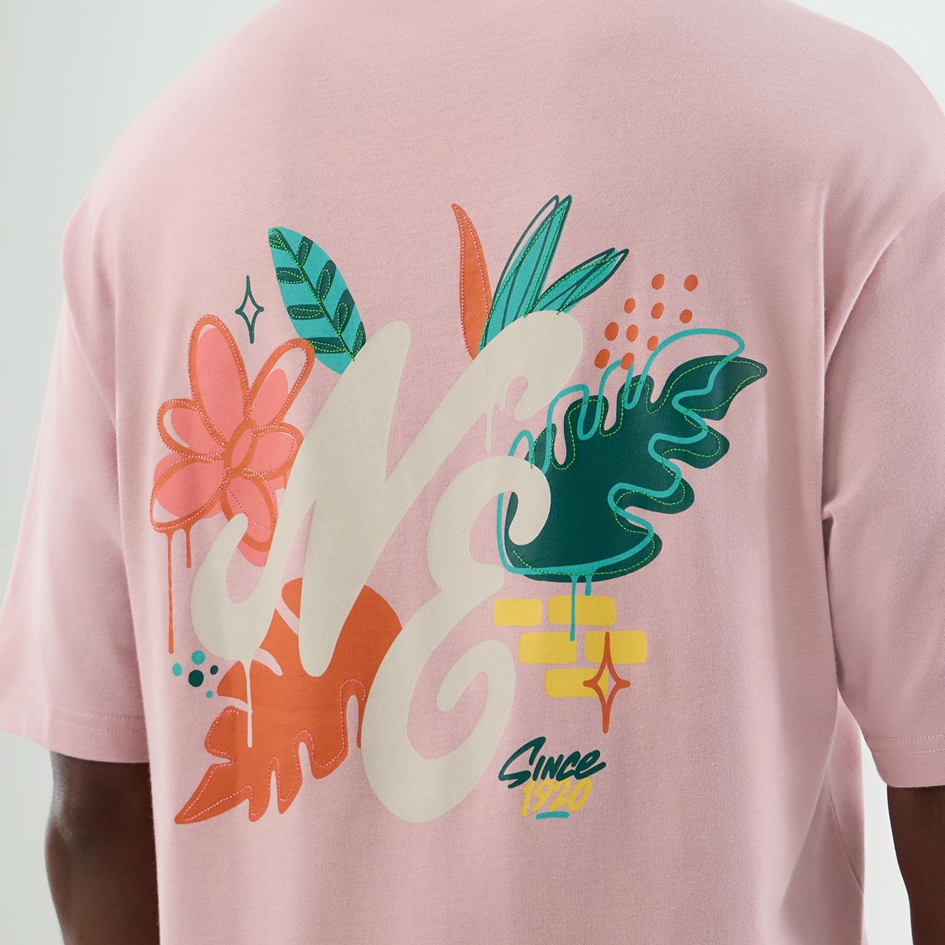 New Era Floral Graphic Pastel Pink Oversized T-Shirt - Image 8