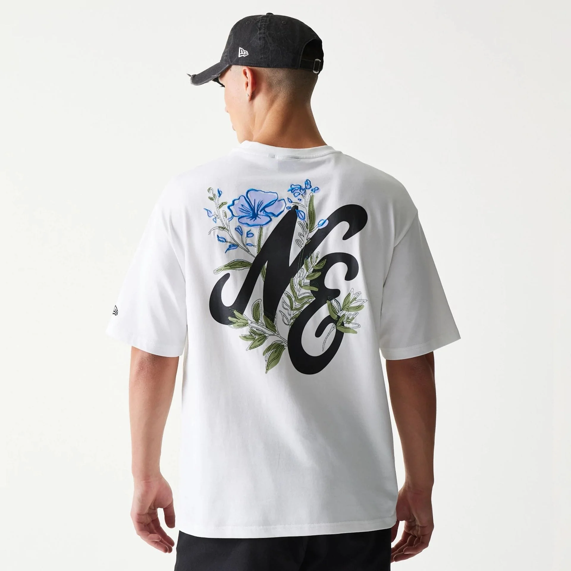 New Era Floral Graphic White Oversized T-Shirt - Image 2