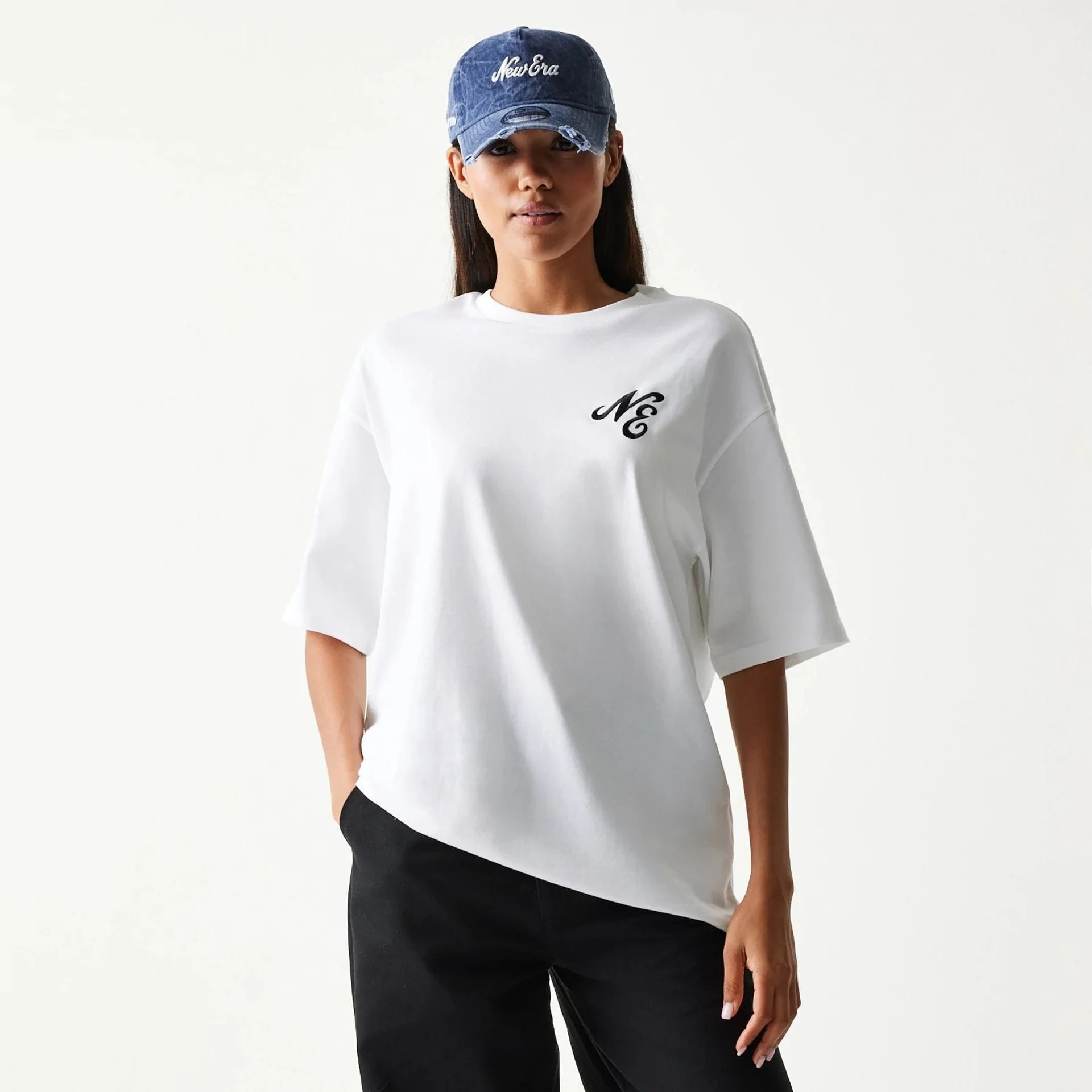 New Era Floral Graphic White Oversized T-Shirt - Image 4