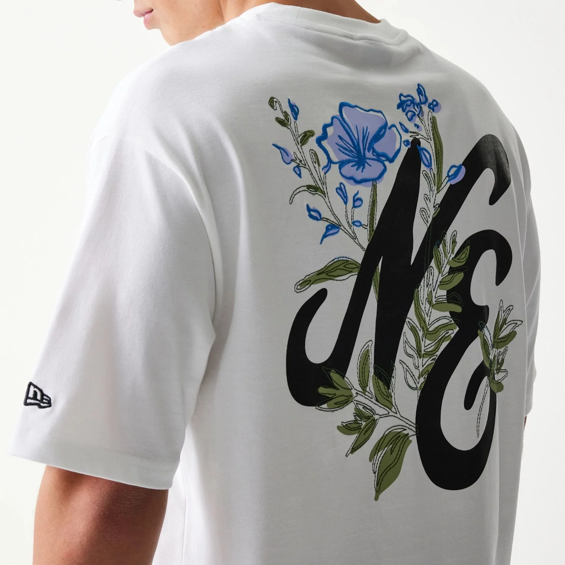 New Era Floral Graphic White Oversized T-Shirt - Image 7