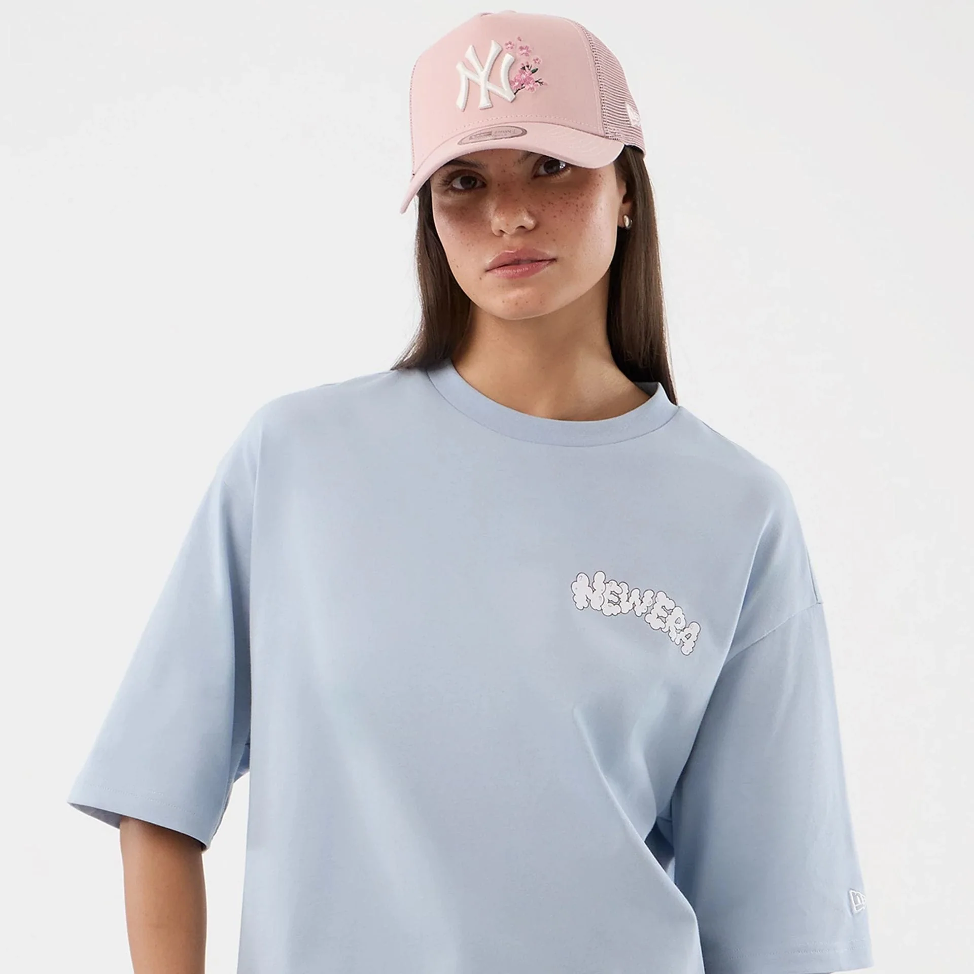 New Era Fun Block Party Graphic Pastel Blue Oversized T-Shirt - Image 6