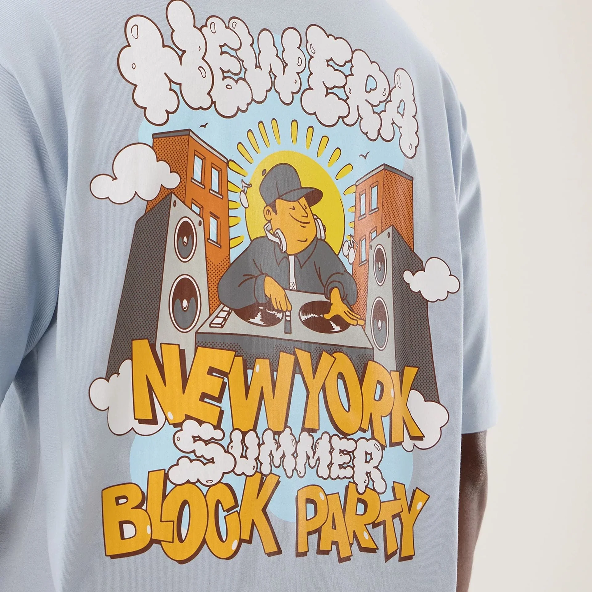 New Era Fun Block Party Graphic Pastel Blue Oversized T-Shirt - Image 8
