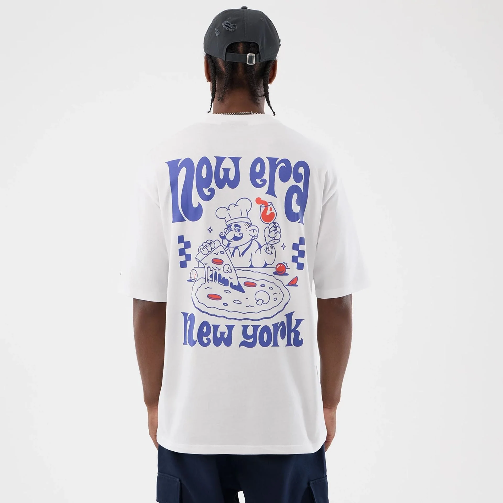 New Era Fun Pizza Graphic White Oversized T-Shirt - Image 2