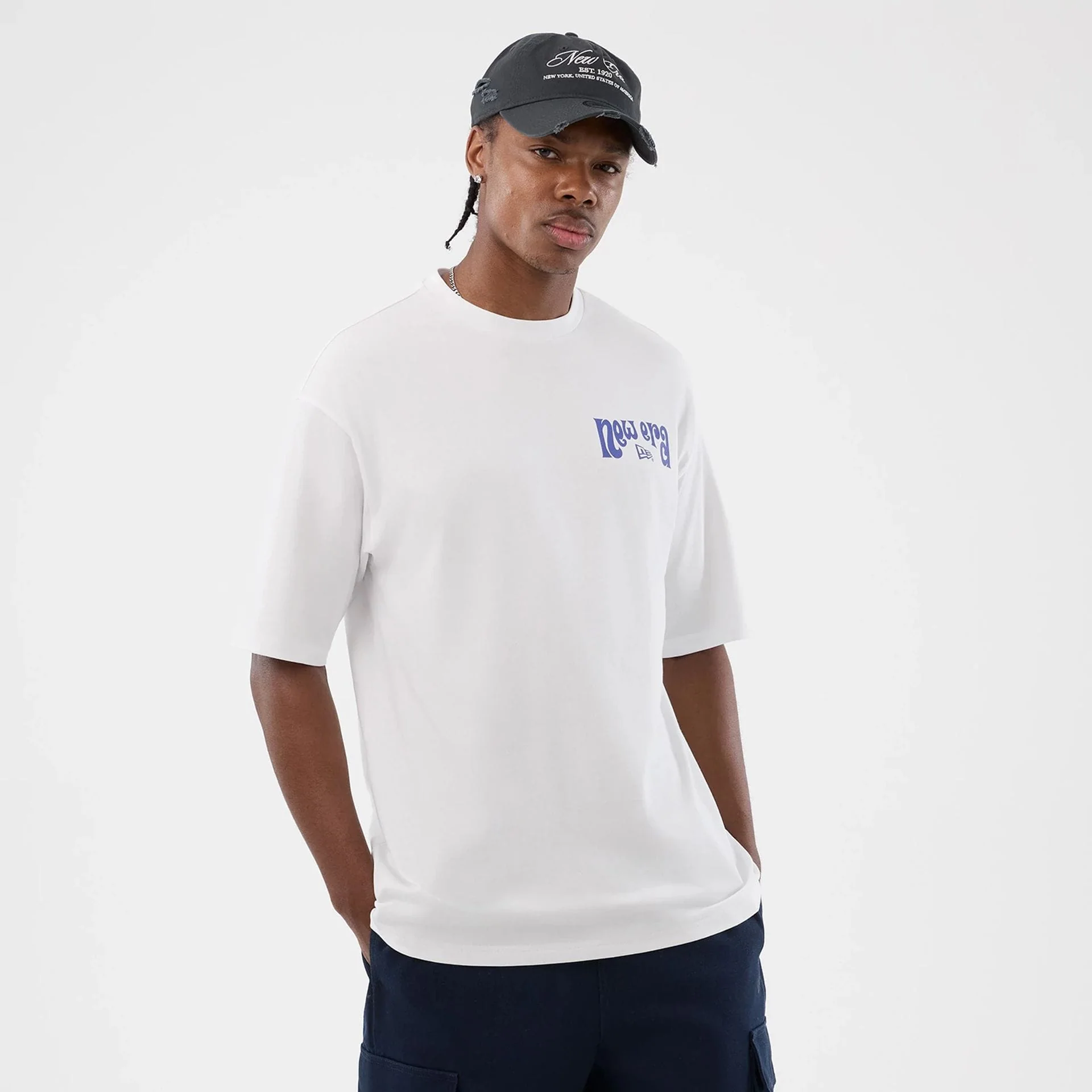 New Era Fun Pizza Graphic White Oversized T-Shirt - Image 3