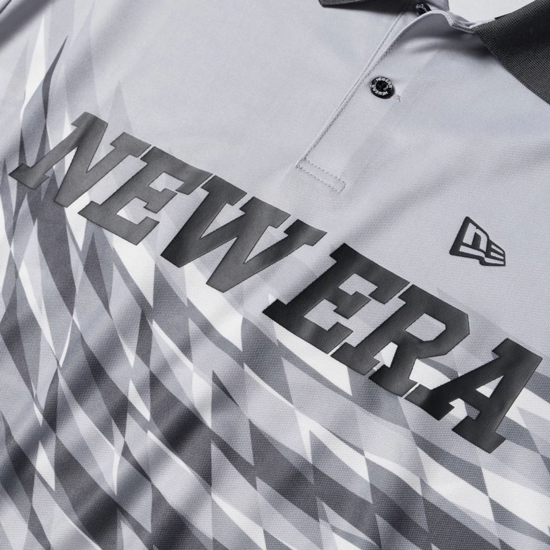 New Era Grid Grey Polo T-Shirt - Image 4